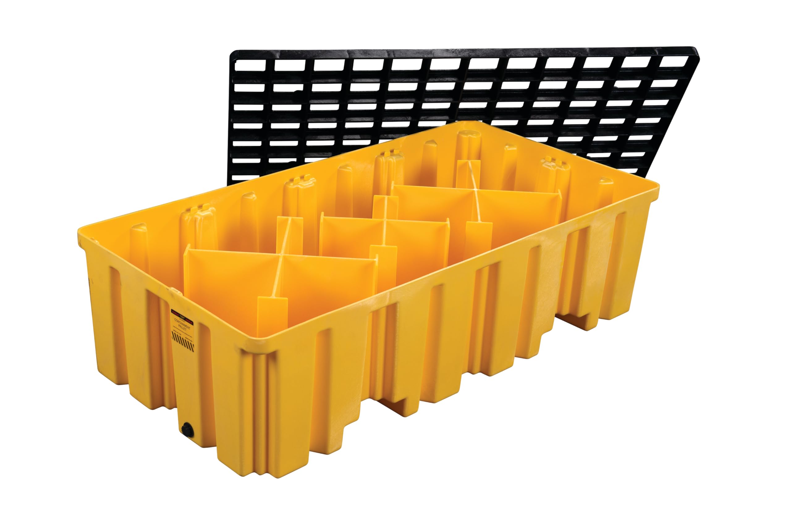 2 Eagle Drum Spill Containment Pallet with Drain and Forklift Pockets, 51.5"x26.25"x13.75", 66 Gallon Sump, 4,000 lbs. Load Capacity Secondary Containment Pallet, Made in USA, Yellow, 1620