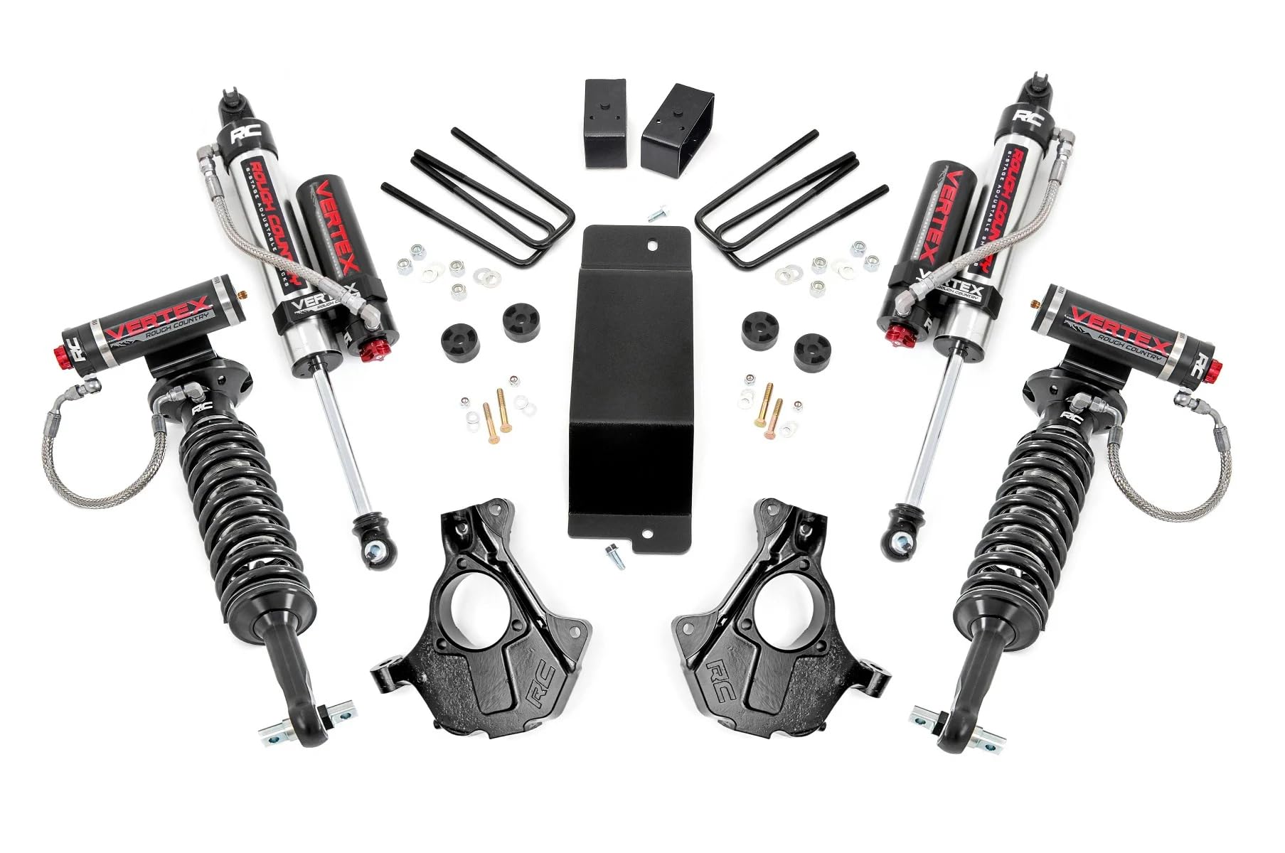 3.5" Rough Country Suspension Lift Kit with Vertex Coilovers/Vertex Shocks for Chevy Silverado & GMC Sierra 1500 (2014-2018 w/Stock Cast Steel Control Arms)
