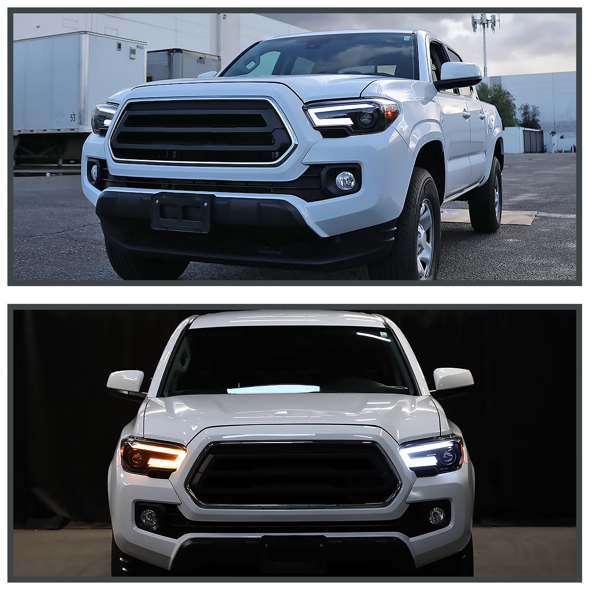 Black Projector Headlights SPEC-D TUNING w/Switchback Sequential LED Turn Signal Compatible with 2016-2022 Toyota Tacoma, Left + Right Pair Headlamps Assembly