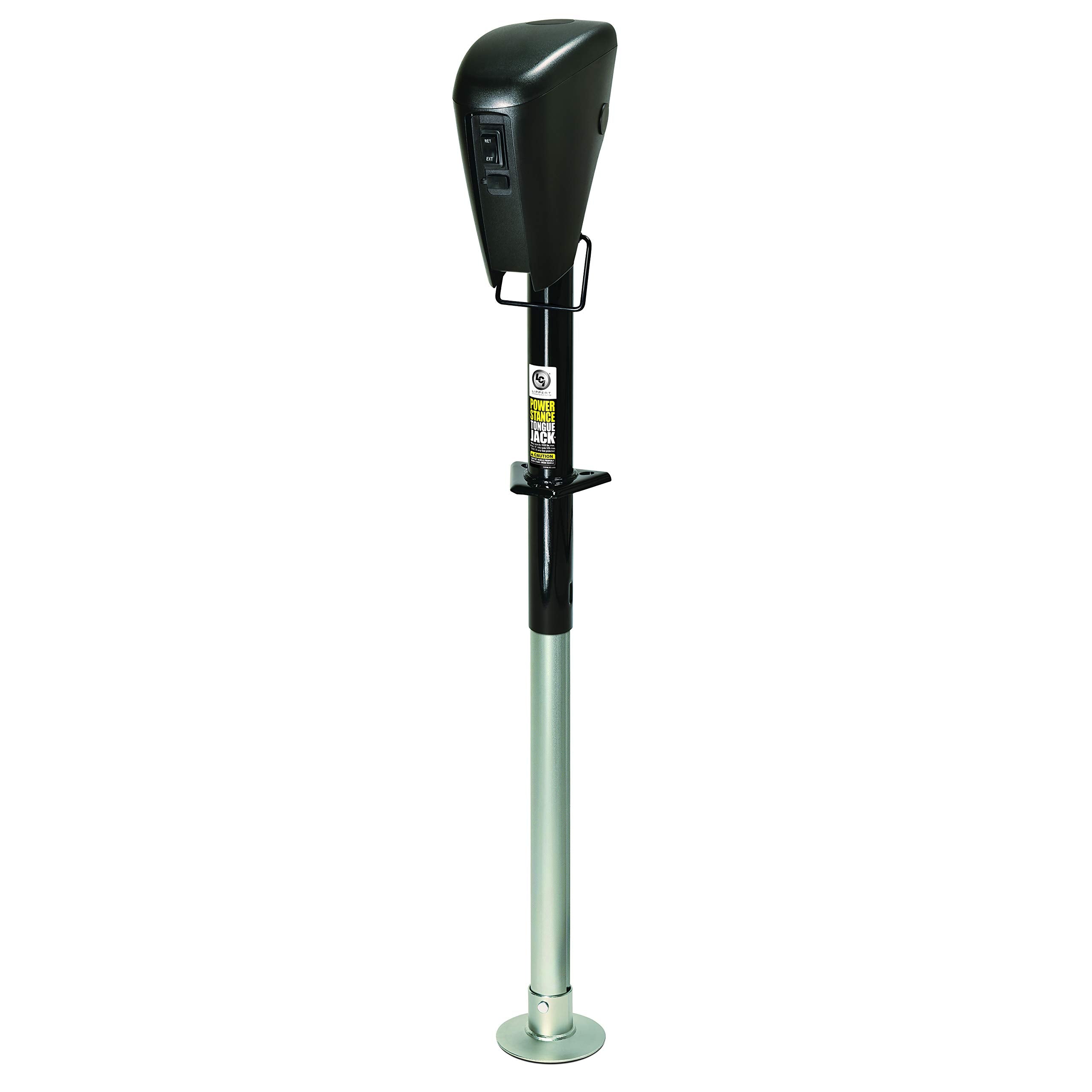 Power Stance Tongue Jack - Lippert Components with Optional 2-Way to 7-Way powering System for RVs