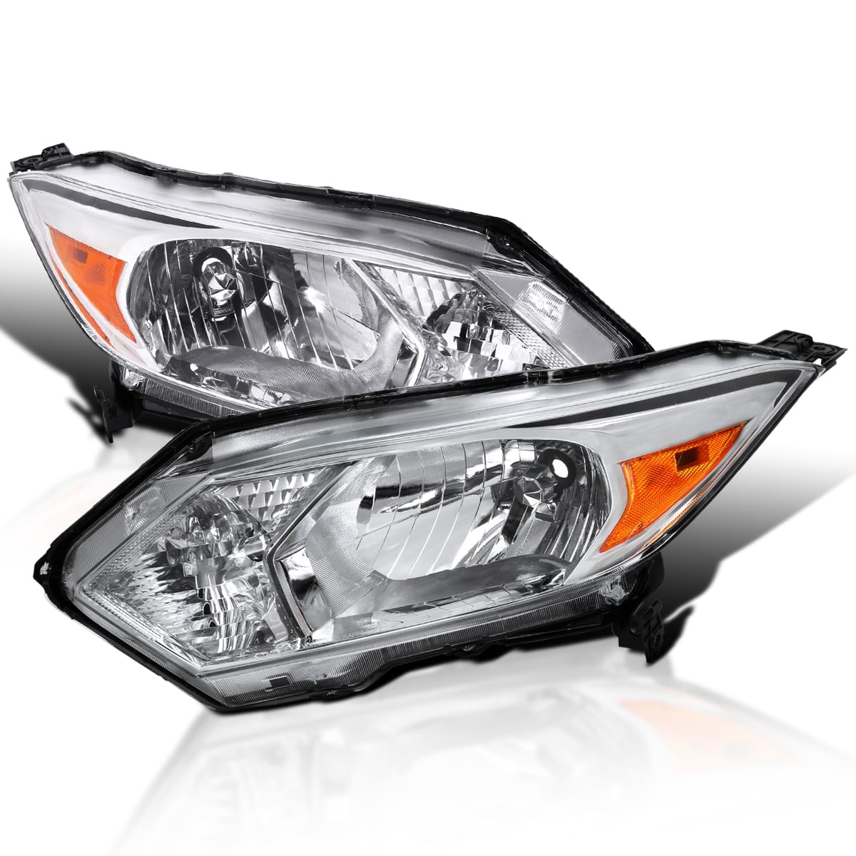 Clear SPEC-D TUNING Headlights w/Amber Reflectors Compatible with 2016-2018 Honda HRV HR-V L+R Pair Head Light Lamp Assembly