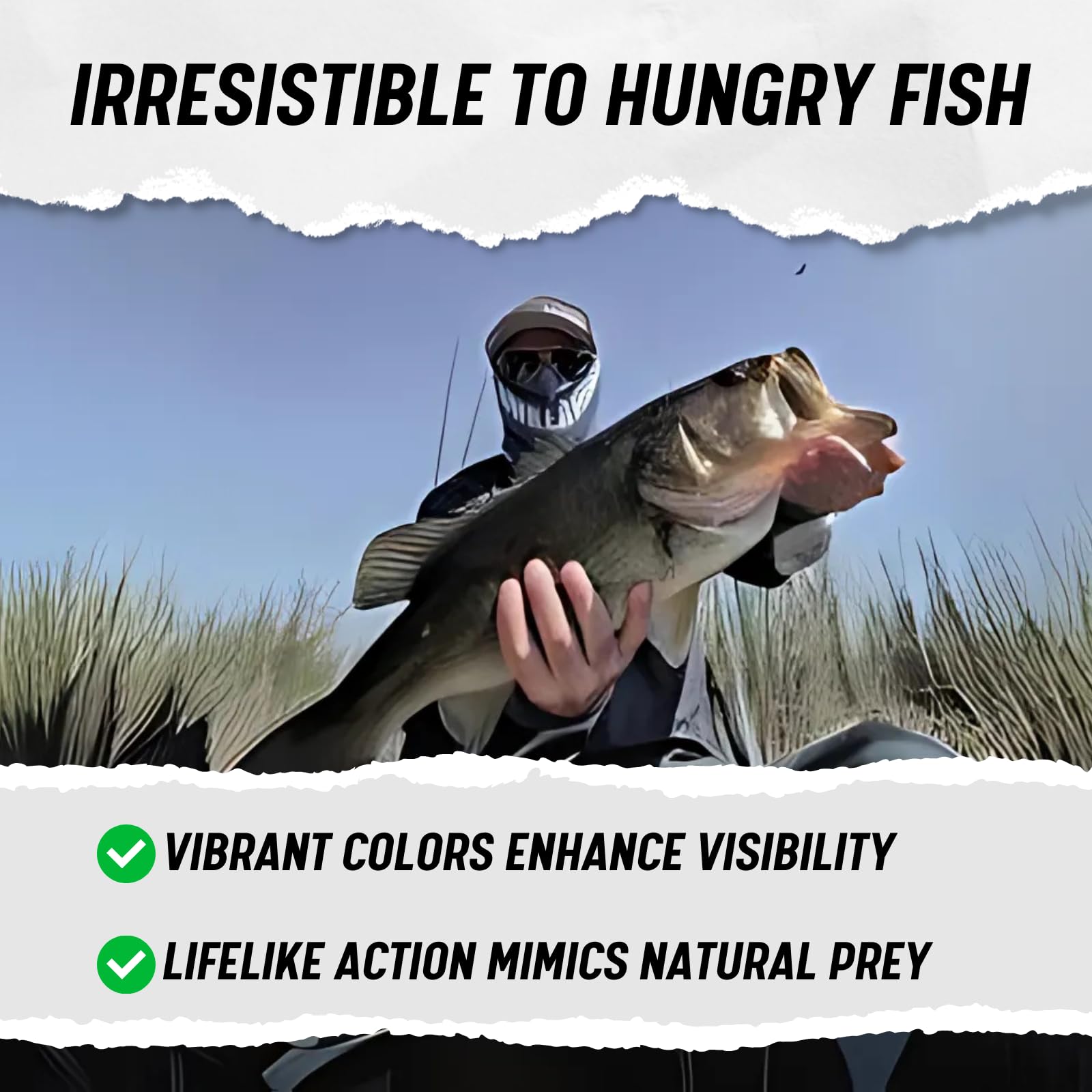 Top Water Fishing Lures Kit LUNKERHUNT | (4-Pack | Impact Series Fishing Baits for Bass, Trout, Pike Includes: Spinnerbait, Hard Bait, Popper
