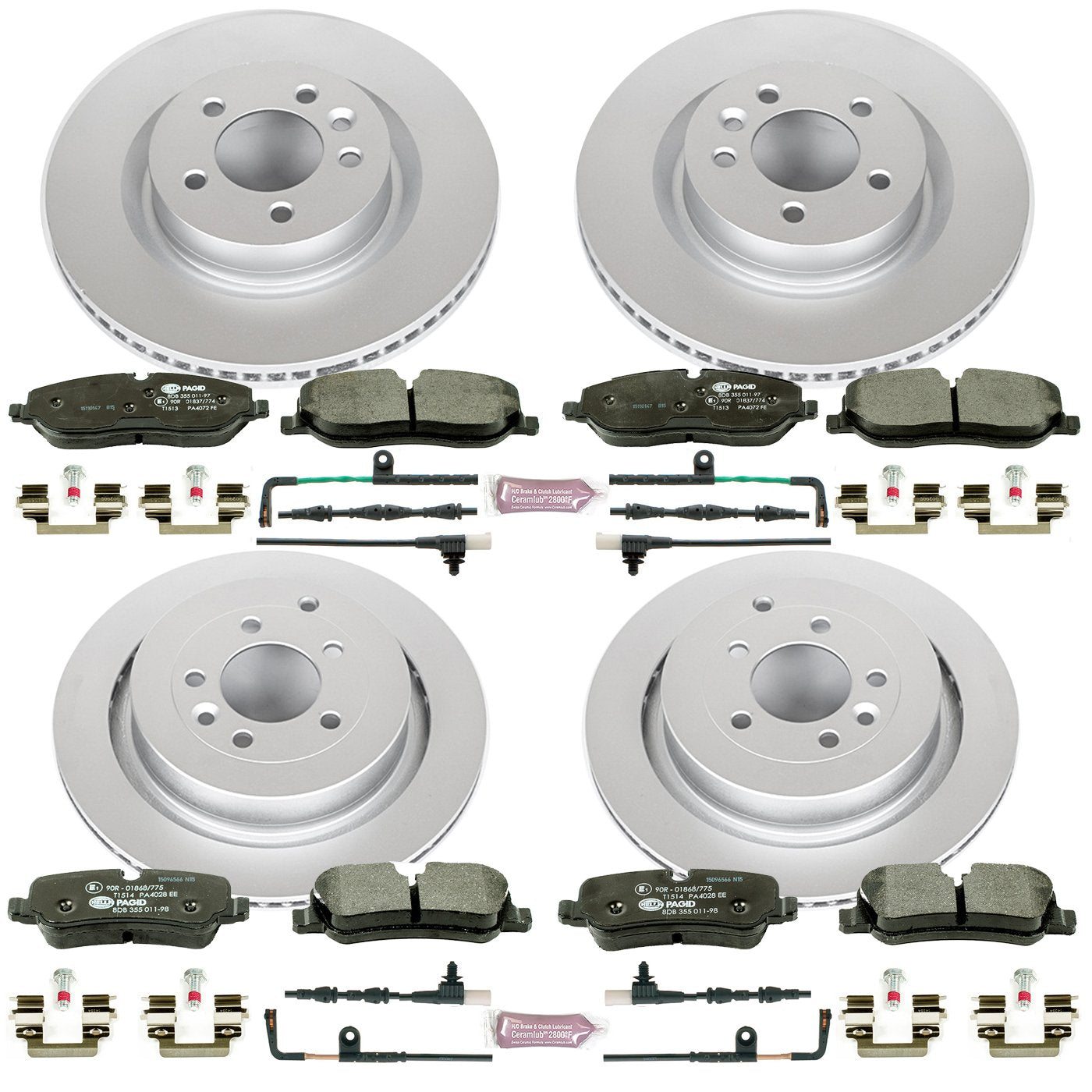 Power Stop ESK4059 Euro-Stop Front & Rear Brake Kit L& Rover and 1 Front & 1 Rear Sensor Wires For Land Rover LR3 2005-2009 [Model Specific]