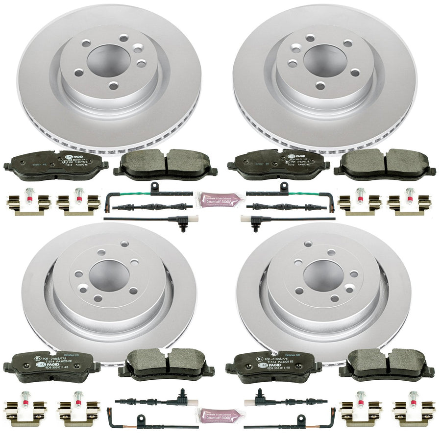 Power Stop ESK4059 Euro-Stop Front & Rear Brake Kit L& Rover and 1 Front & 1 Rear Sensor Wires For Land Rover LR3 2005-2009 [Model Specific]
