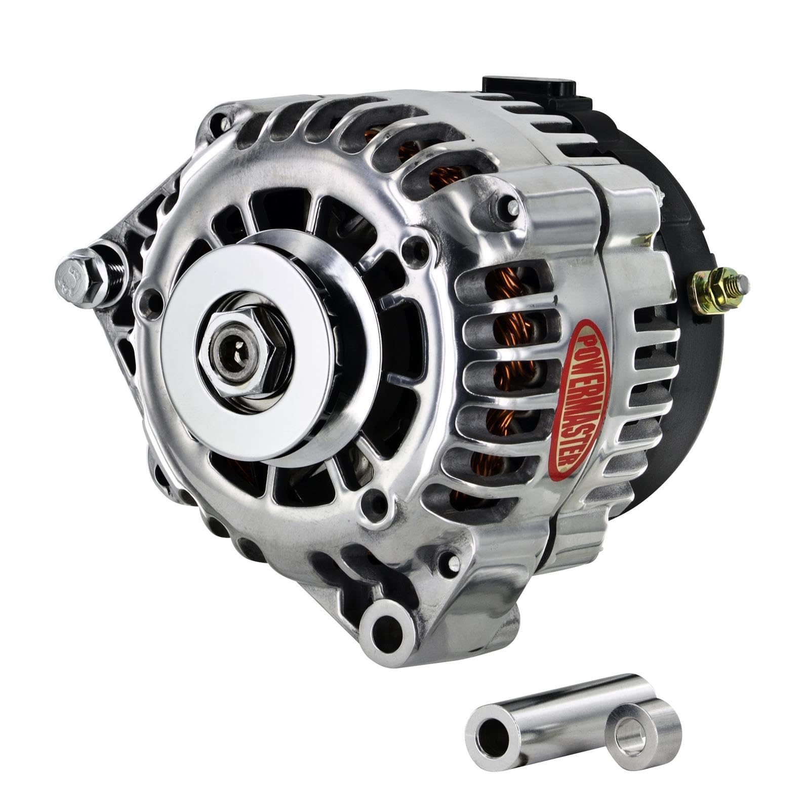 Alternator Polish Powermaster 8-68529-116 (165A 1V Pulley Side Bat Post with Spacers 1 Wire)