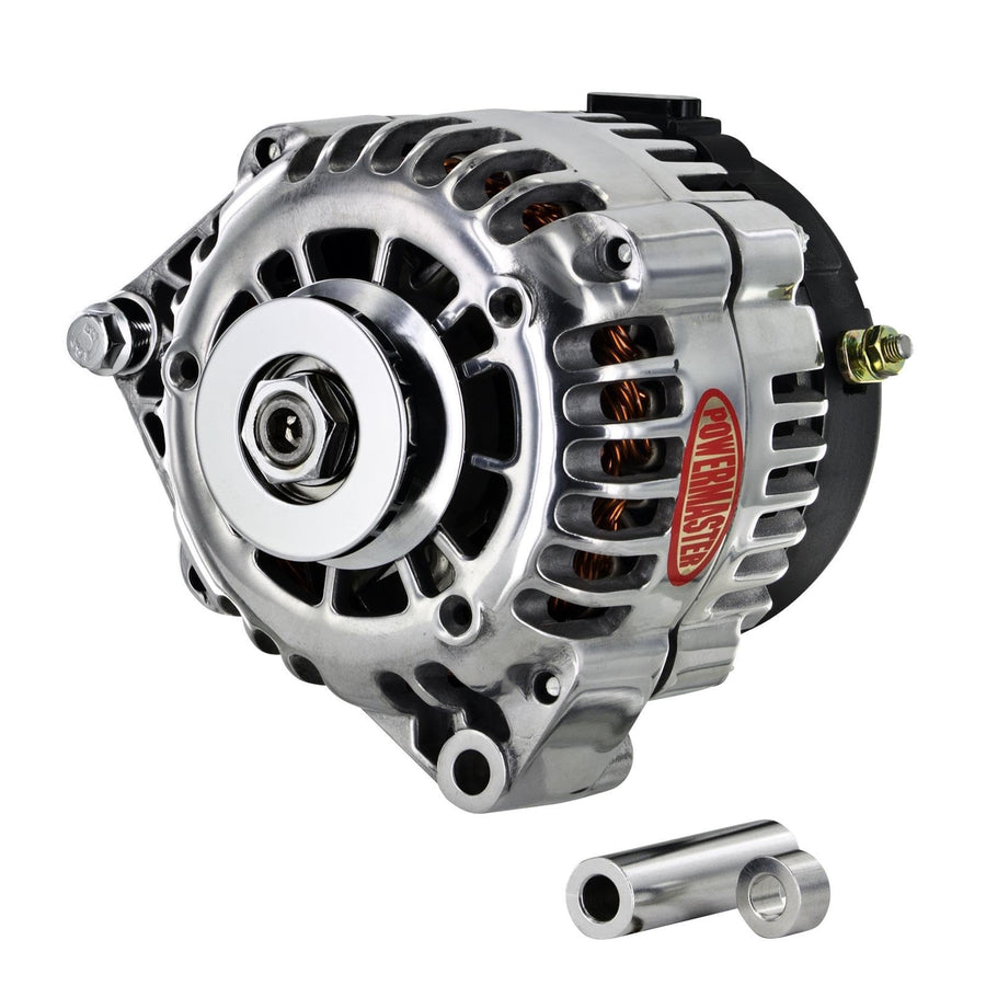 Alternator Polish Powermaster 8-68529-116 (165A 1V Pulley Side Bat Post with Spacers 1 Wire)