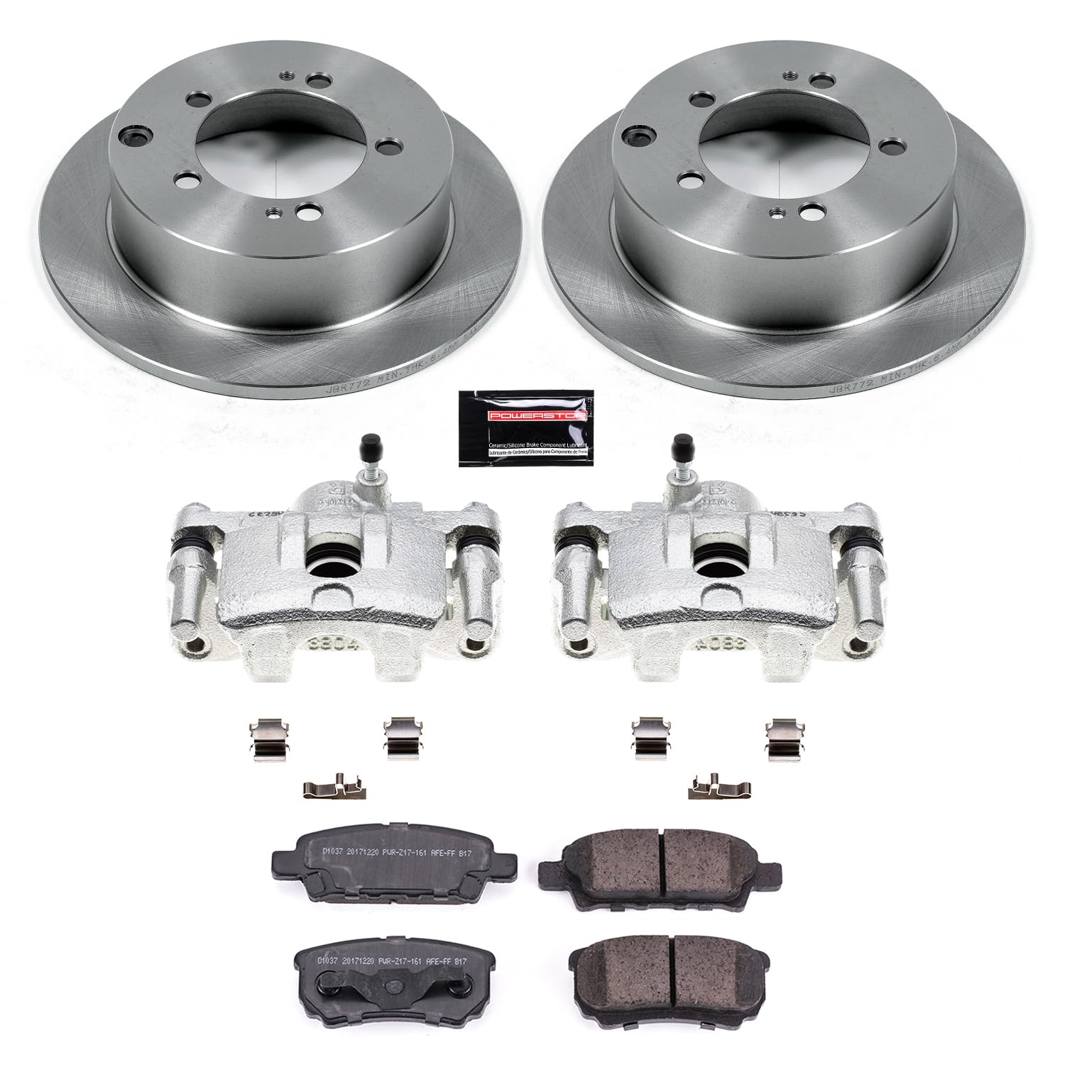 Power Stop KCOE1202 Rear Brake Kit- Brake Rotors, Ceramic Brake Pads & Brake Calipers For Mitsubishi Lancer 2004-2006, Mitsubishi Outlander 2005-2006 [Model Specific] Autospecialty Stock Replacement