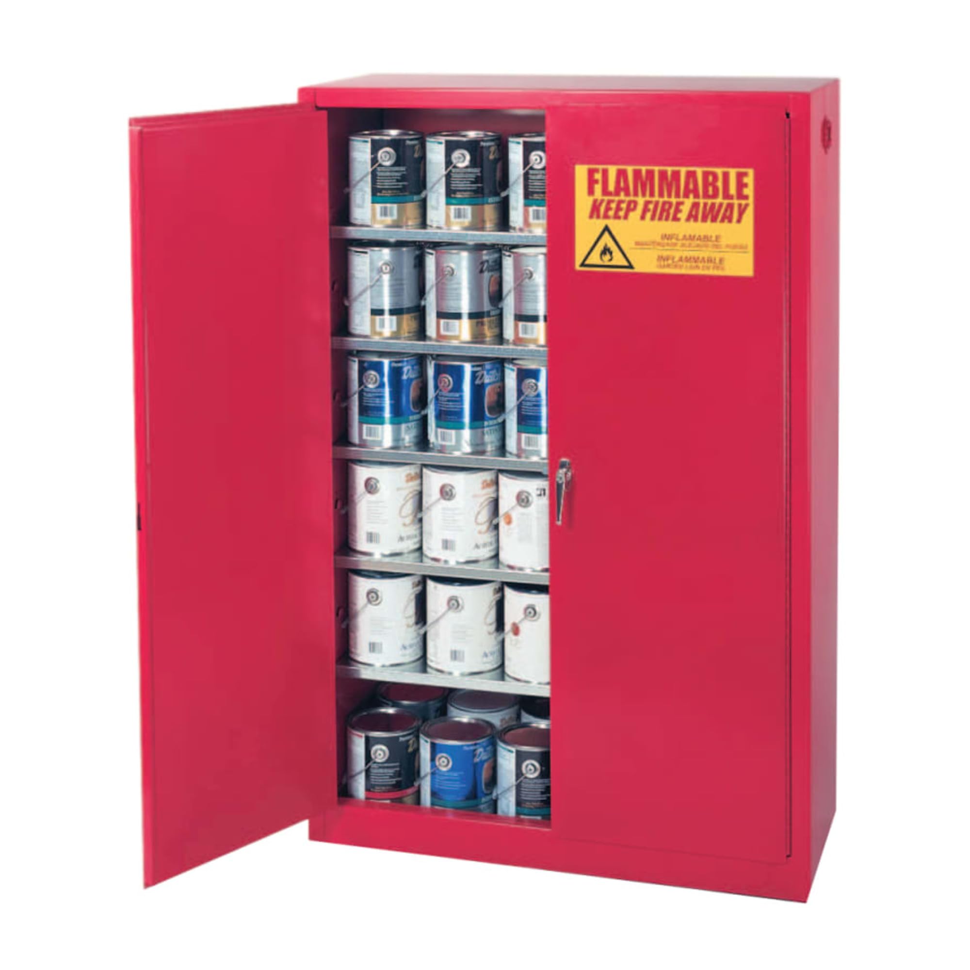 Eagle Paint & Ink Safety Cabinet 96 Gallon, 5 Shelves, 2 Door, Manual Close, Made in The USA, Yellow, YPI62X