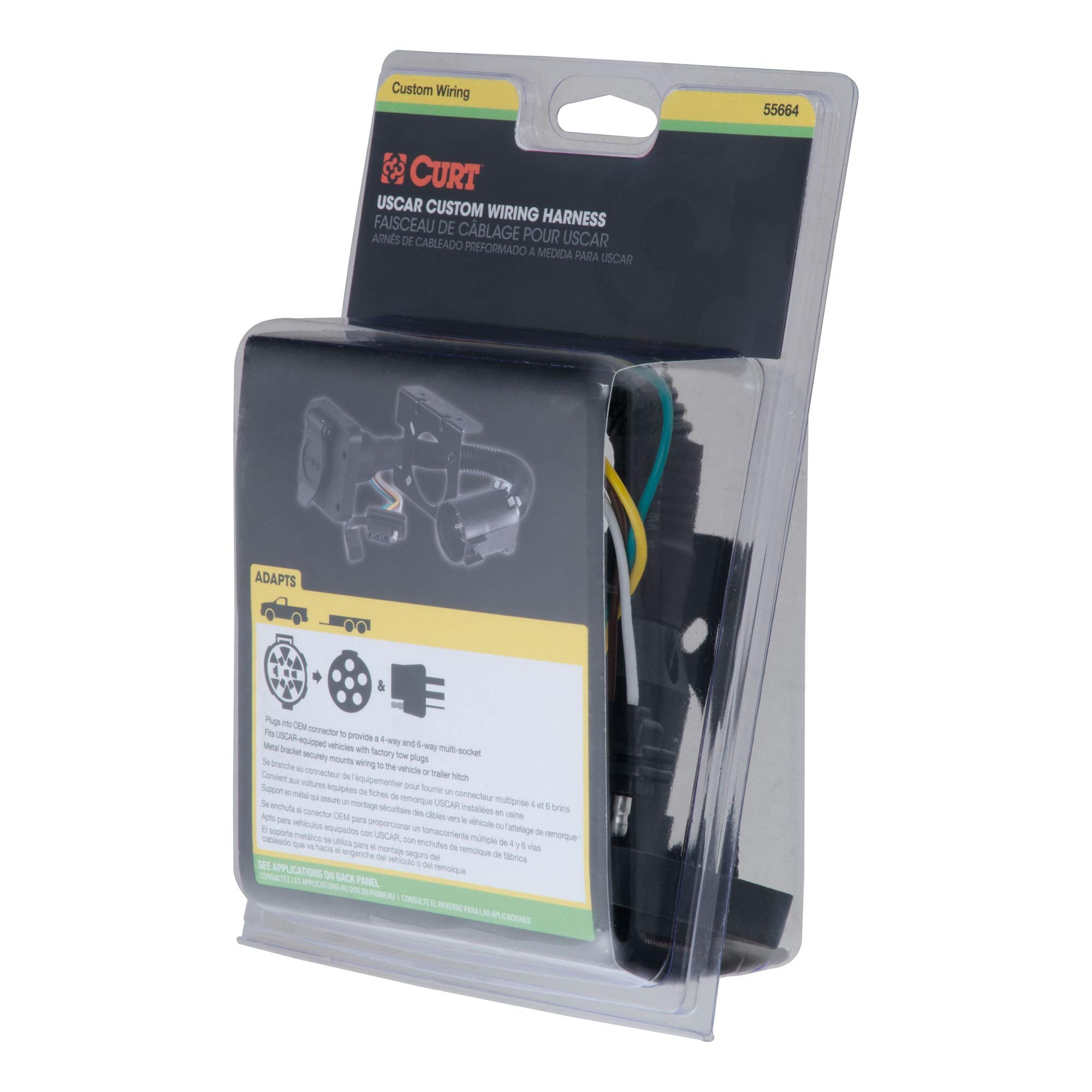 CURT Dual-Output 55664 Vehicle-Side 6-Pin, 4-Pin Connectors, Factory Tow Package and USCAR Socket Required