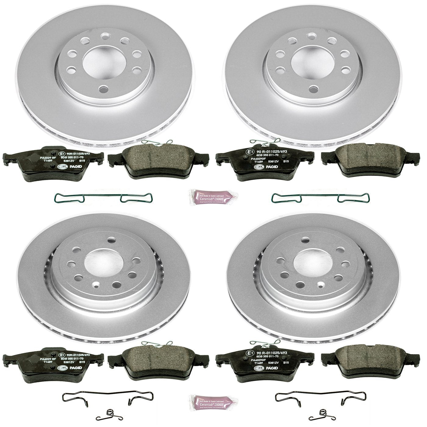 Power Stop ESK4054 Euro-Stop Brake Kit Front & Rear For Saab 9-3 2003-2011 [Model Specific]