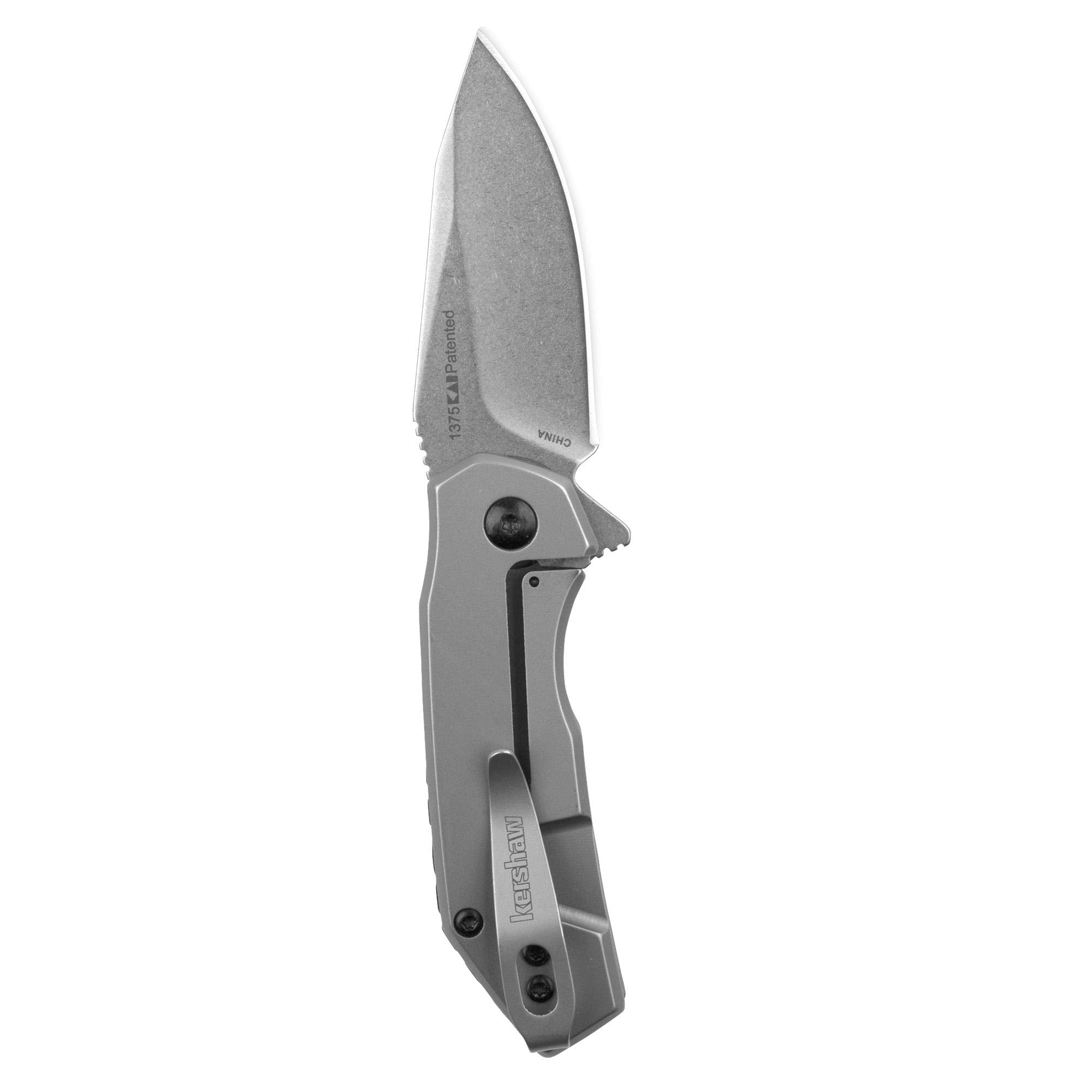 Kershaw Frame Lock Knife Valve Bead Blast Stainless Steel (2.25" Stonewash) 1375