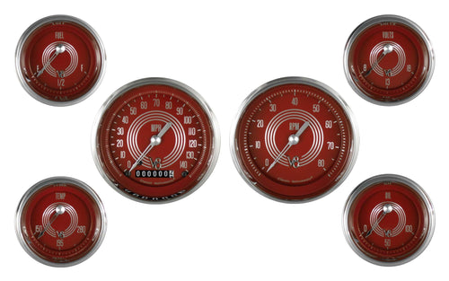 V8 Red Steelie Six Gauge Set Classic Instruments V8RS01SHC