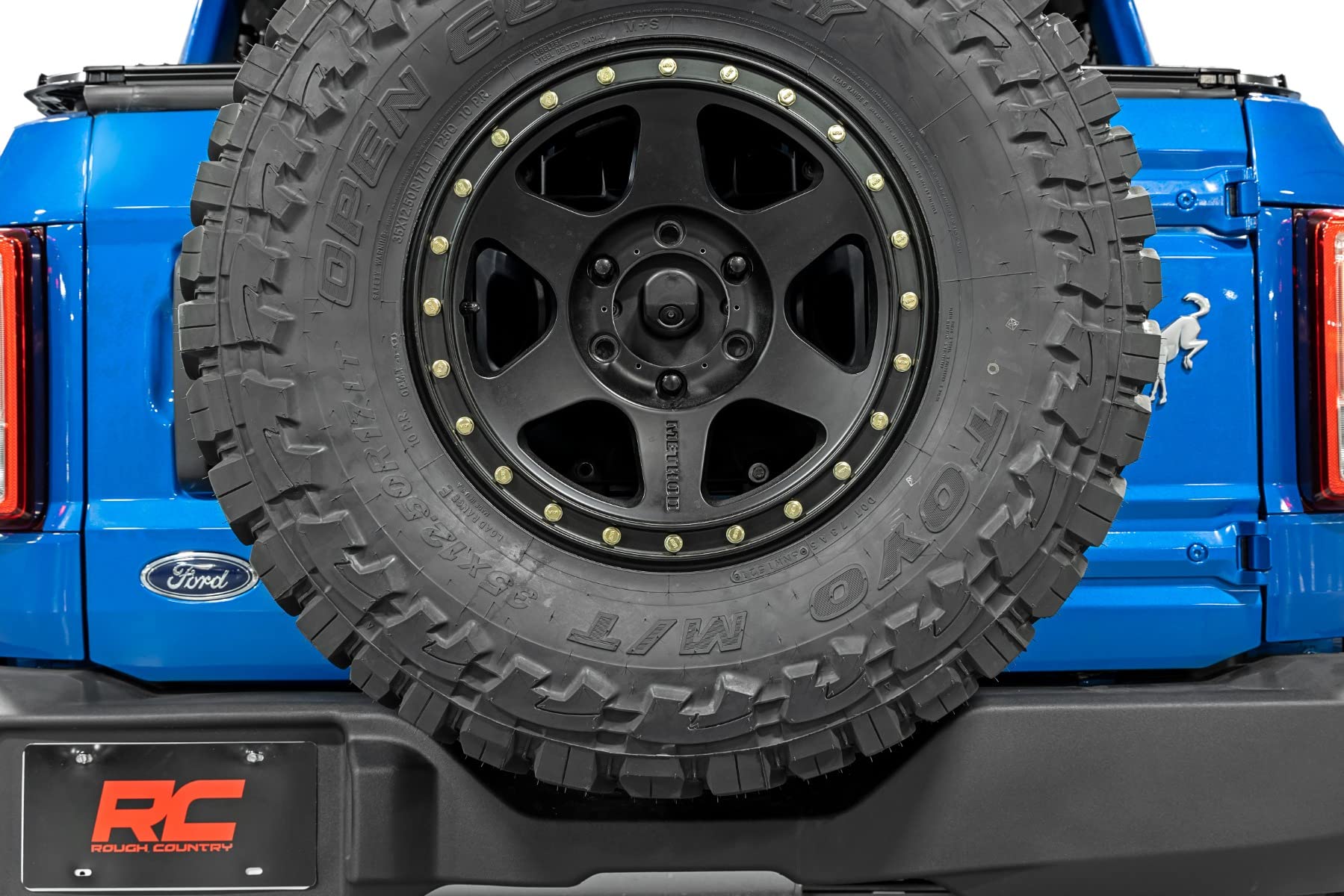 Rough Country Spare Tire Kit Relocation for Ford Bronco (2021-2025) - Bolt-on Reinforced Bracket, Fits up to 35" Tire