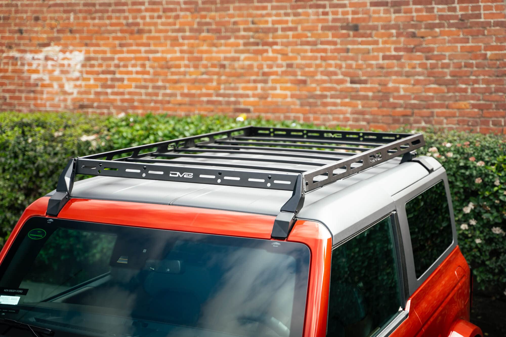 Hard Top Roof Rack DV8 Offroad for 2021-2025 Ford Bronco 2-Door | OEM Hardtop | Mounts 40” & 50” Light Bar | Bolt-On Installation | Multiple Tie Down Points | 200 lb Capacity | Multiple Accessories