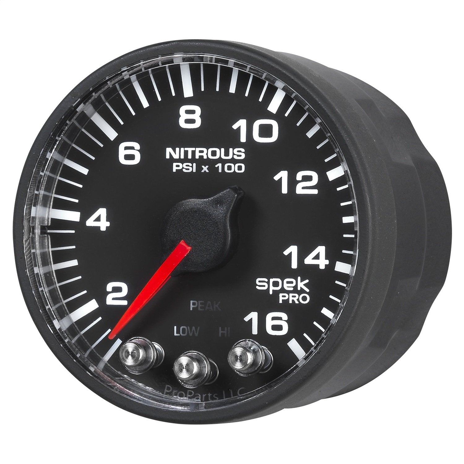 Nitrous Press AutoMeter P320328 Gauge (Spek-Pro 2 1/16", 1600Psi, Stepper Motorwith Peak & Warn, Blk/Blk, Spek-Pro)
