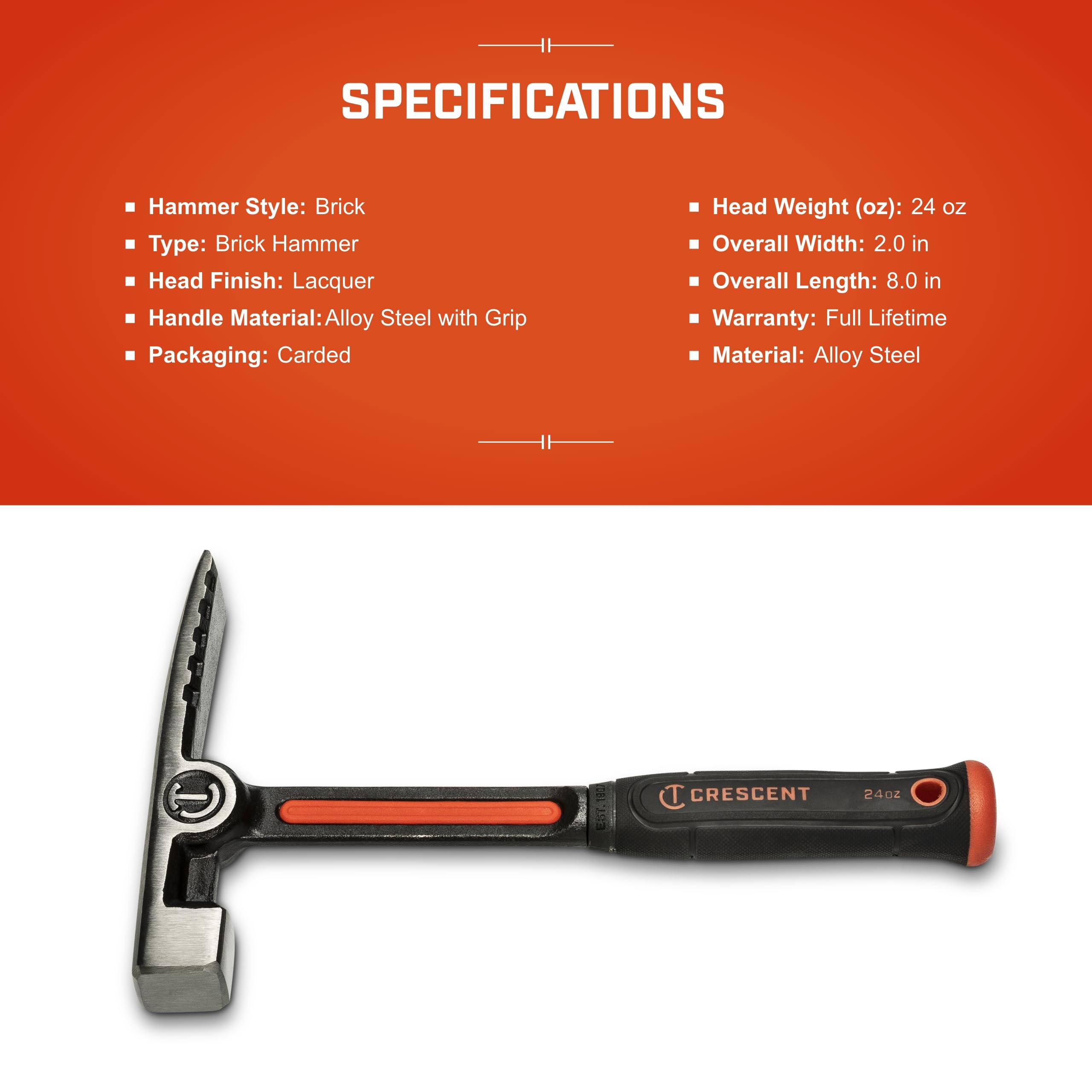 Crescent 24 Oz. Steel Brick Hammer - Crescent (CHSBK24)