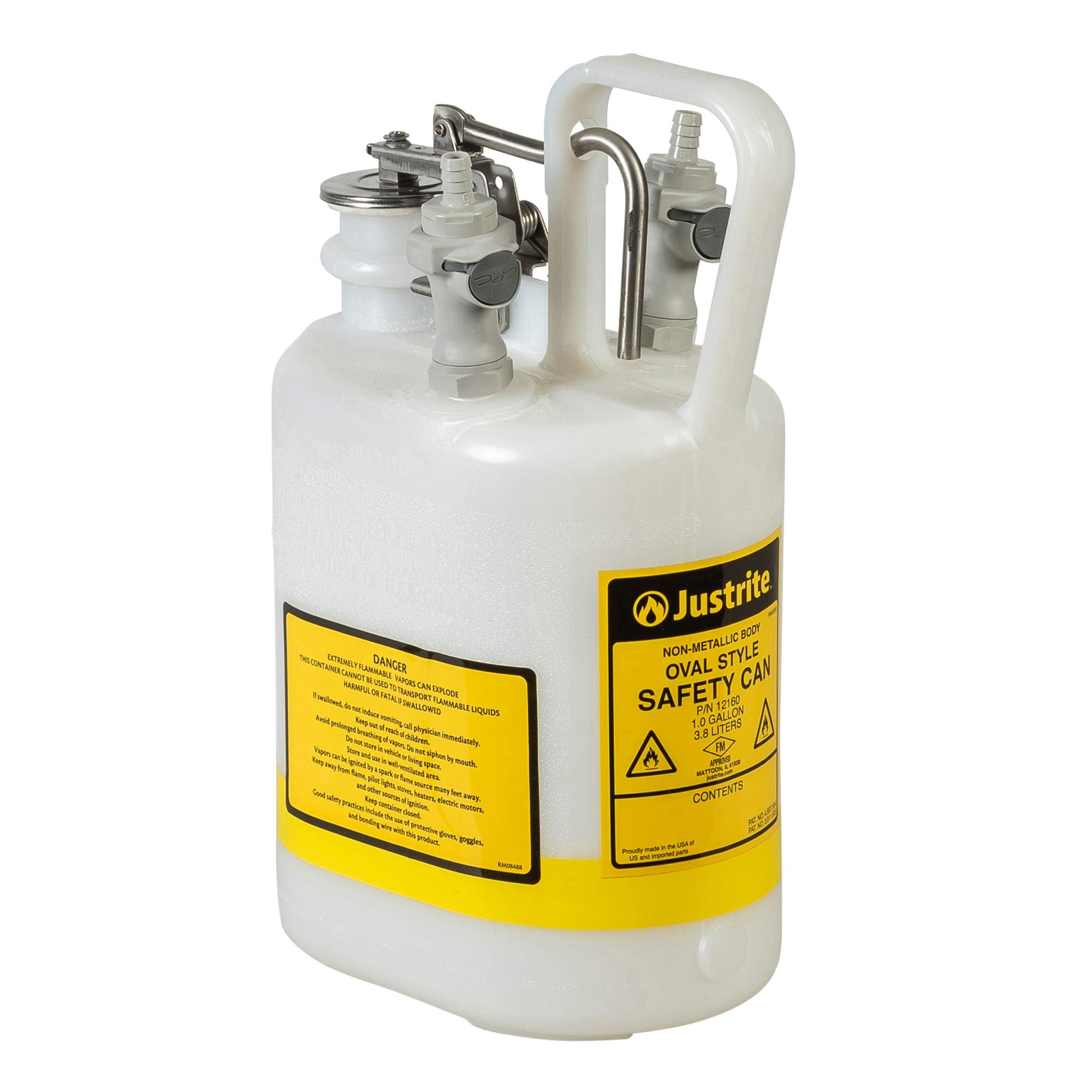 1 Gal, Justrite HPLC Waste Can, EDPM