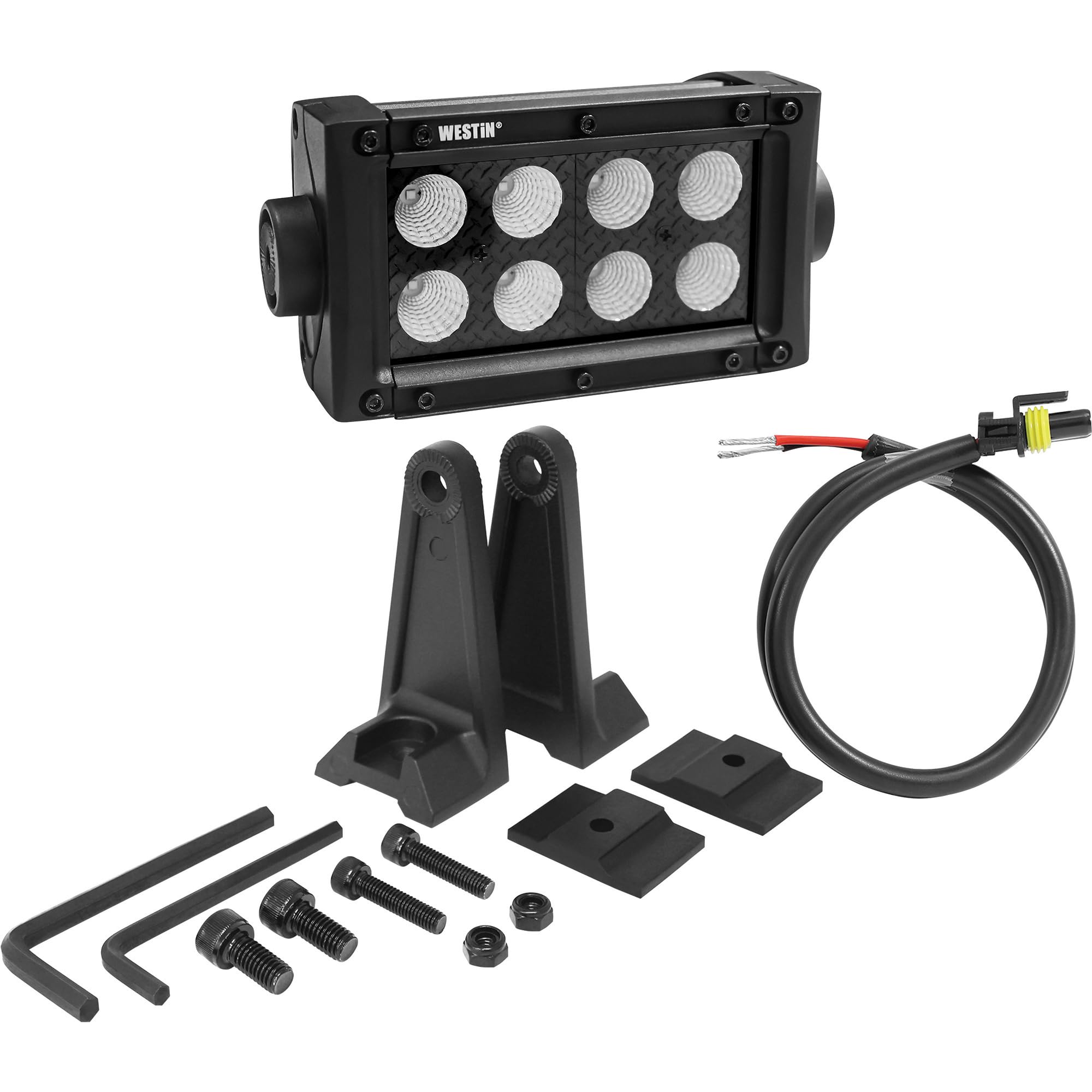 B-Force Westin 09-12212-8F Black Face 4 inch Double Row LED Light Bar with Flood Beam