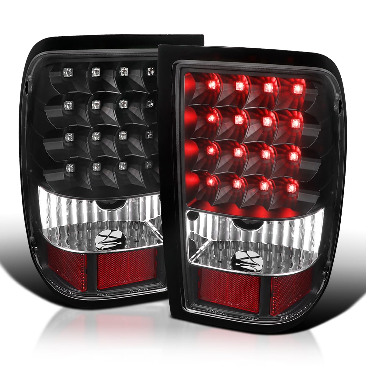 Black LED Tail Lights SPEC-D TUNING Compatible with 2006-2011 Ford Ranger, Left + Right Pair Assembly