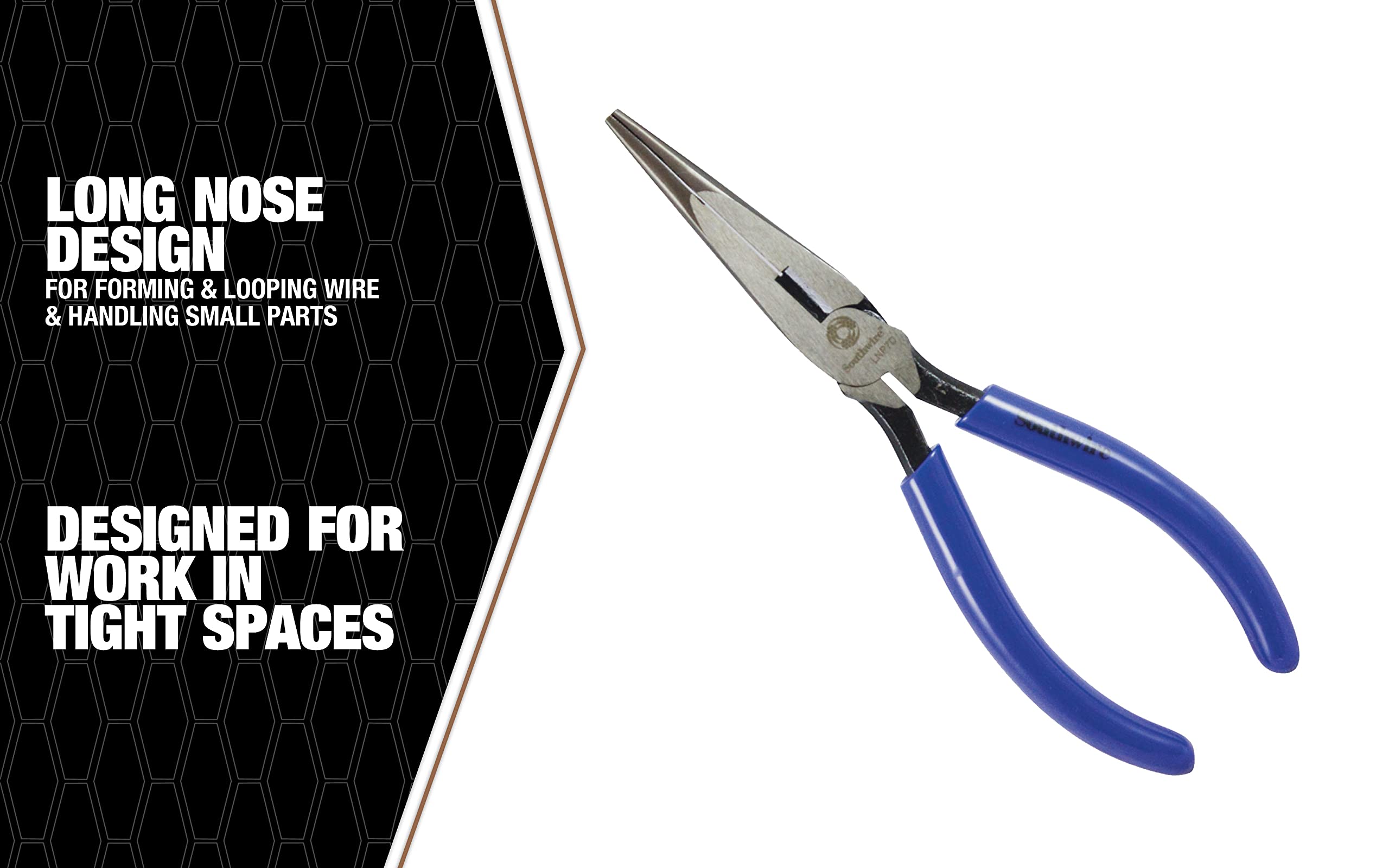 Long-Nose Southwire LNP7D Pliers with Side Cutter and Dipped Handles; 7-Inch