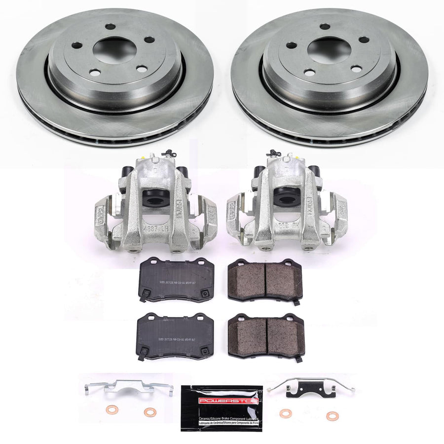 Power Stop KCOE9148 Stock Replacement Rear Brake Pads and Rotors Kit with Calipers For Dodge Durango 2022-2023 [Application Specific]