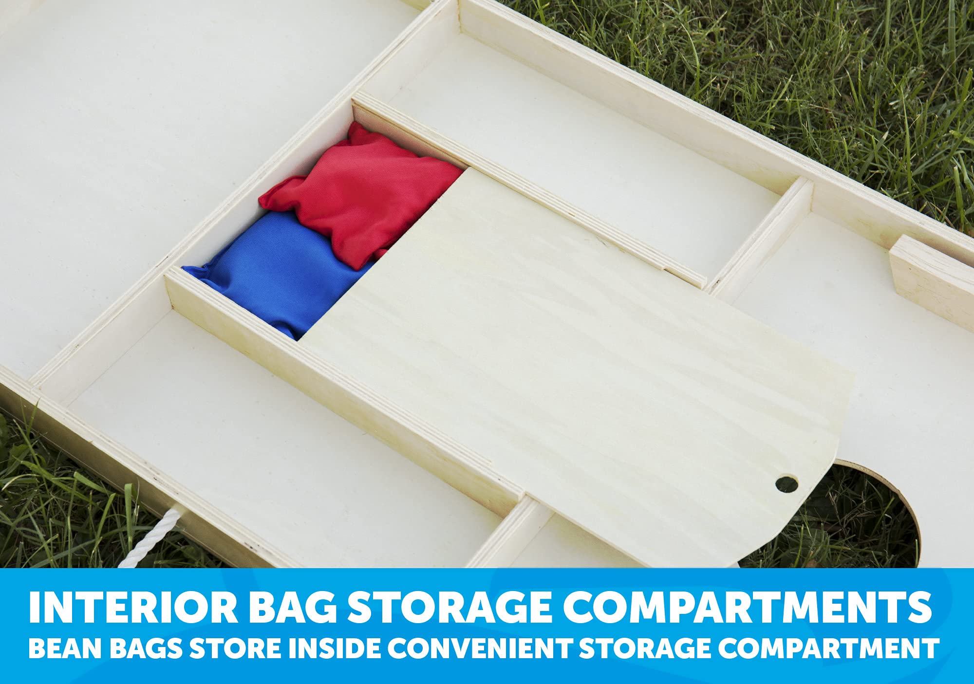 2x4 and 2x3 Triumph Sports Solid Wood Premium Cornhole Sets - Birch Veneer Plywood - Solid Wood Rear Legs - Interior Bag Storage - 8 Bags Included