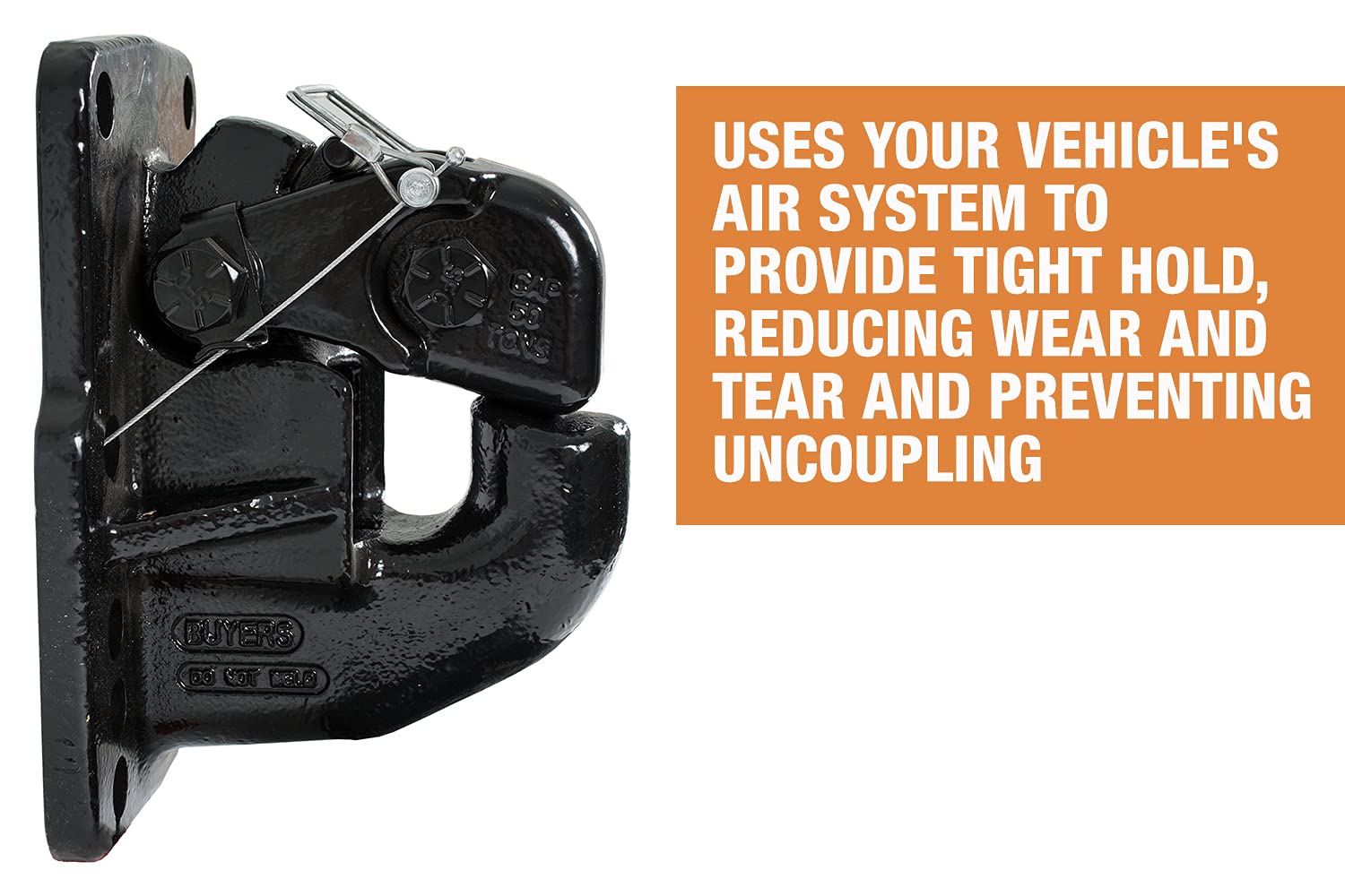 50 Ton Buyers Products Air Compensated Pintle Hook, 10-Hole Mount