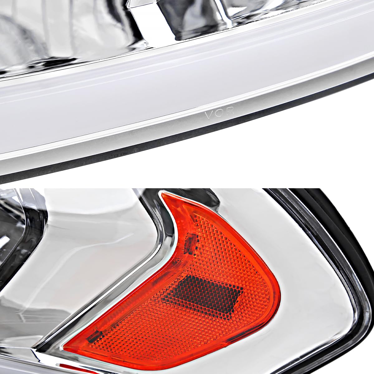 Chrome Headlights SPEC-D TUNING w/Switchback LED Signals Compatible with 2006-2013 Chevy Impala, Left + Right Pair Headlamps Assembly