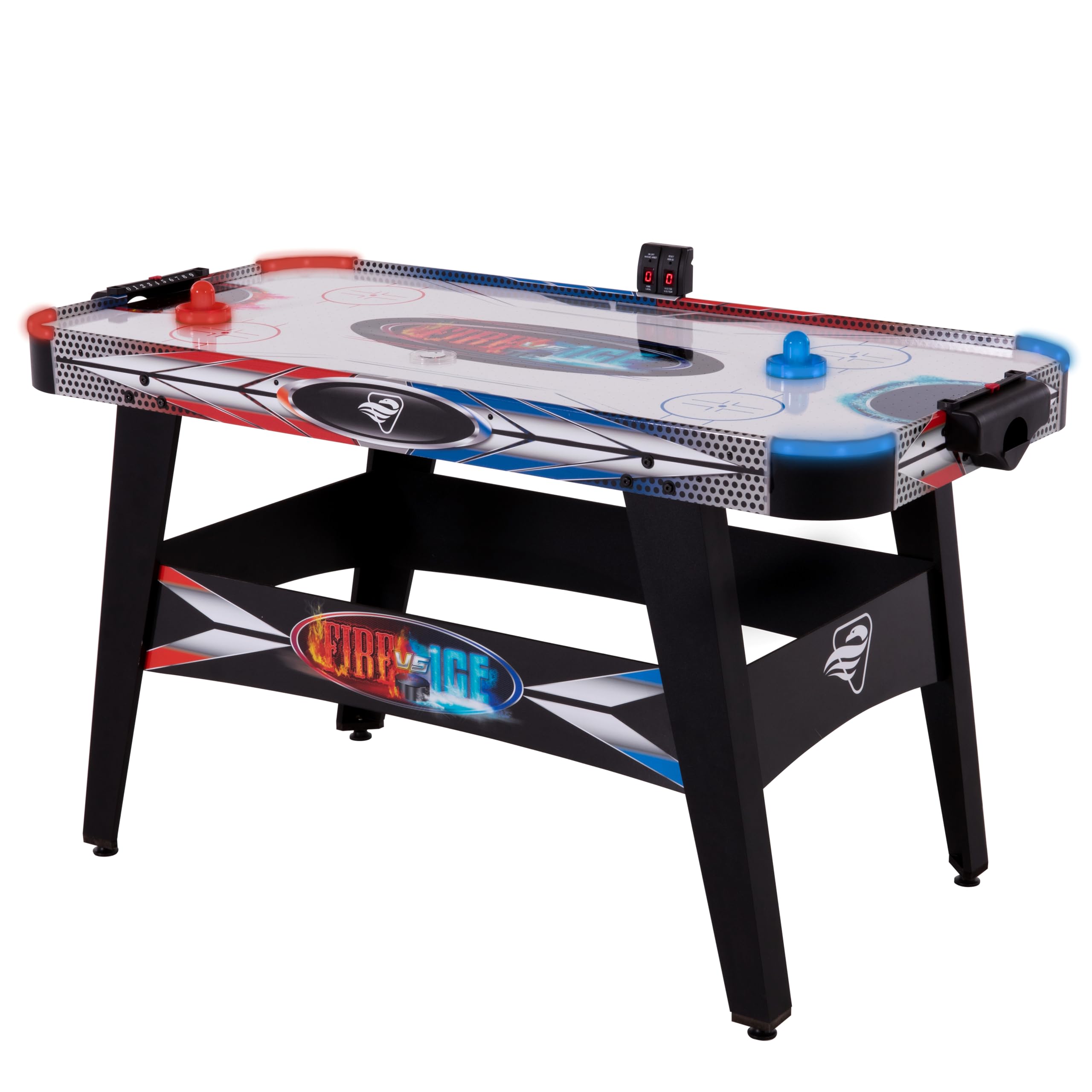 Triumph Sports 54" Fire ‘n Ice LED Light-Up Air Hockey Table Includes 2 LED Hockey Pushers and LED Puck