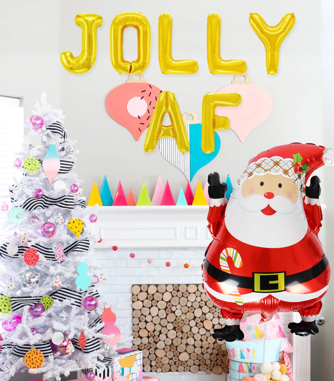 Jolly Christmas Af Party Decorations - JOLLY AF Balloon for Friendasmas Holiday Xmas Party Decoration