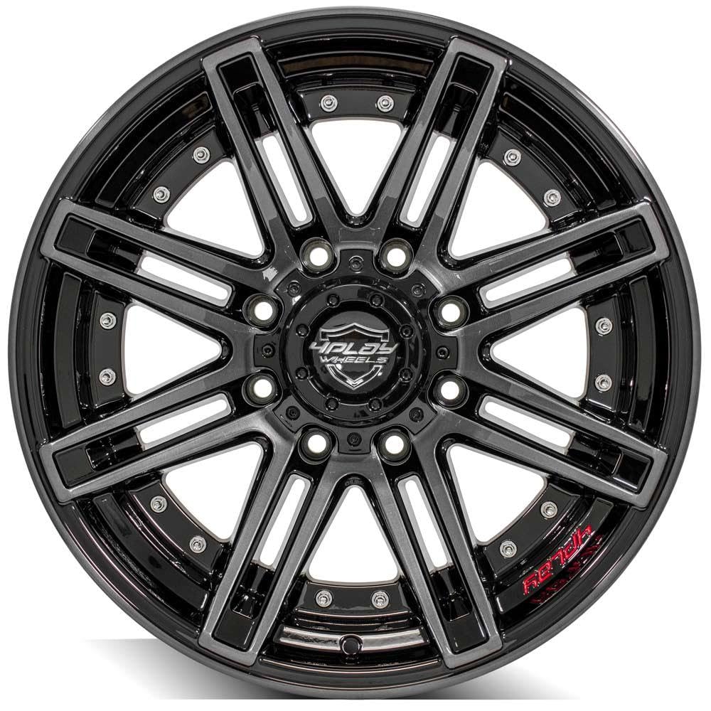 4PLAY Tires 4P08-20100-5D55-24BBT Brushed Black Wheel Painted (20 x 10. inches /5 x 127 mm, -24 mm