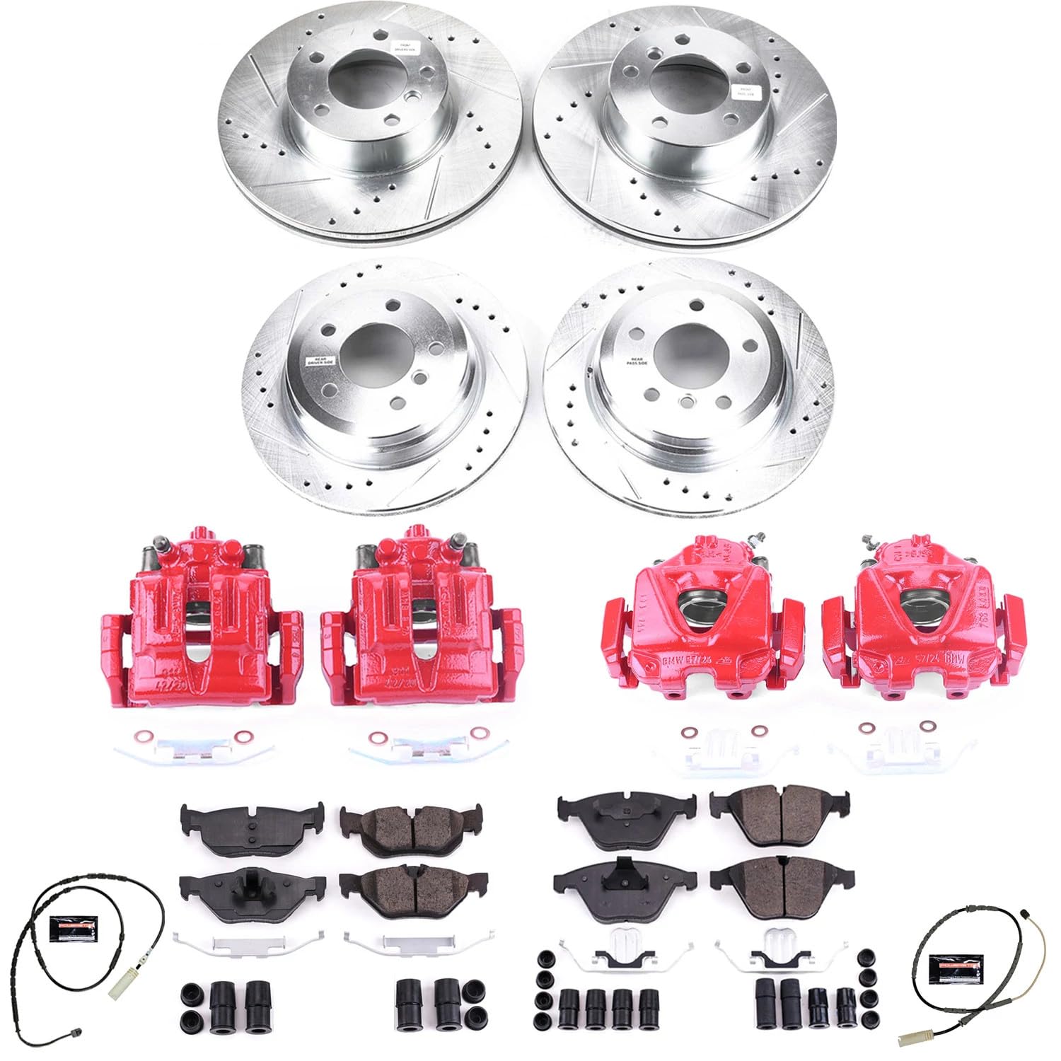 Power Stop Z23 KC7025 Evolution Sport Front & Rear Brake Caliper Kit- Brake Rotors, Brake Pads and Brake Calipers For BMW X1 2013-2015 [Model Specific]