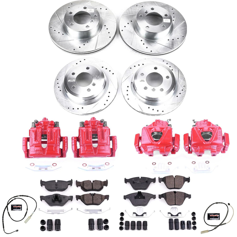 Power Stop Z23 KC7025 Evolution Sport Front & Rear Brake Caliper Kit- Brake Rotors, Brake Pads and Brake Calipers For BMW X1 2013-2015 [Model Specific]