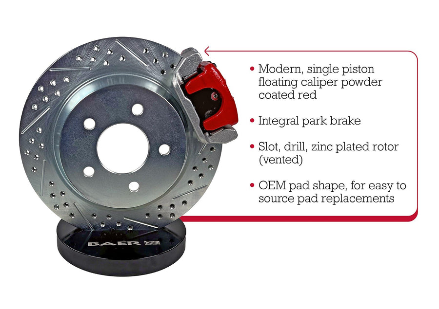 11.65" Clsc Brake Sys Rr Red Ford 8"/9" Baer Brakes (4262743R)