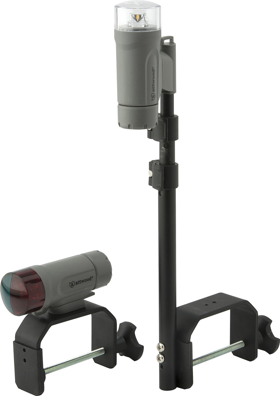 Portable attwood 14190-7 Water-Resistant Clamp-On LED Light Kit with Marine Gray Finish