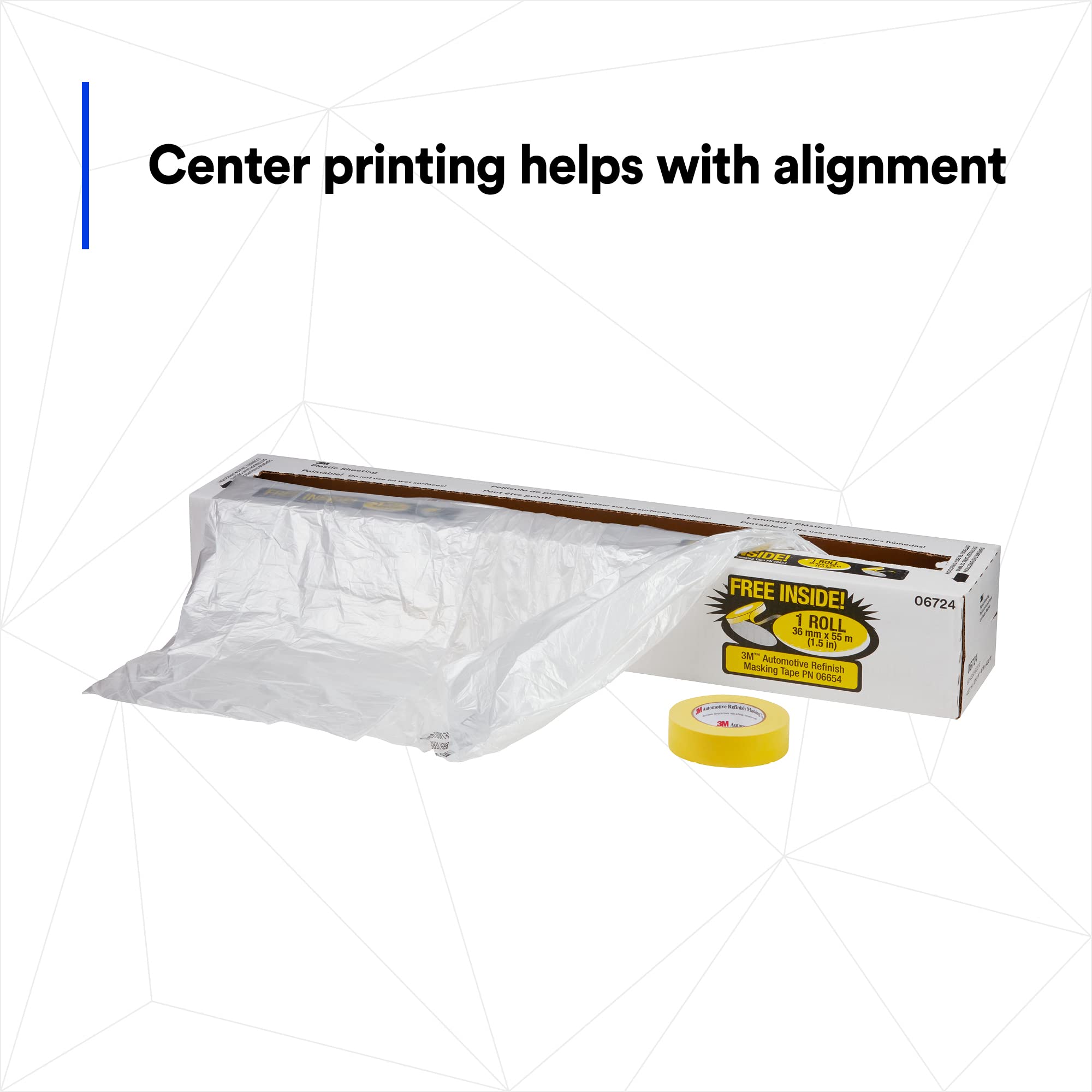 388N Yellow Masking Tape With 3M Plastic Sheeting (36 mm), 06724, Tear Resistant, Easy To Cut, Durable, 16 ft x 400 ft