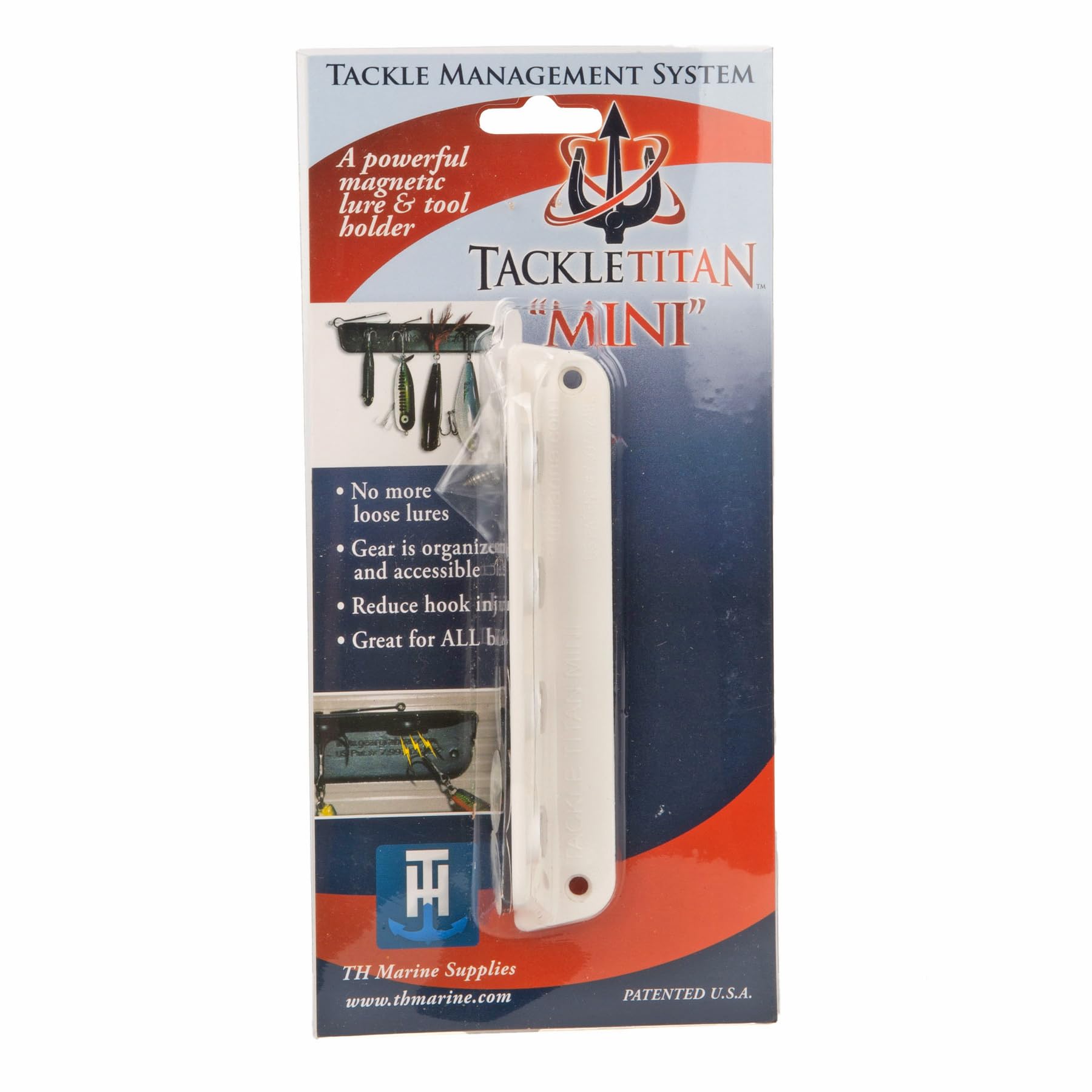T-H Marine Mini Tackle Titan | Magnetic Lure Holder & Tackle Organizer | Extra Strong Magnets Keep Lures and Tools Within Reach - White