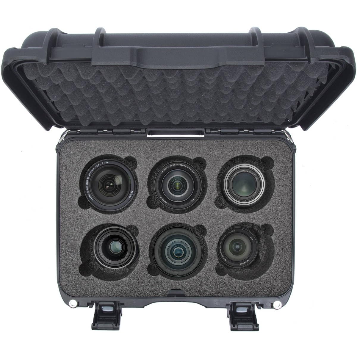 Waterproof Nanuk 918 Hard Case with Custom Foam Insert for 6 Lenses - Graphite
