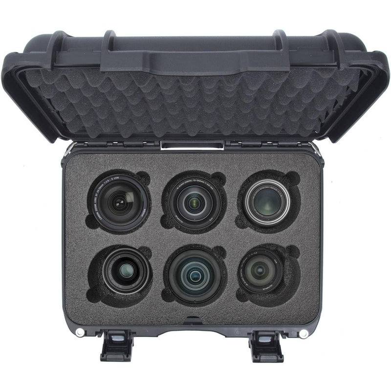 Waterproof Nanuk 918 Hard Case with Custom Foam Insert for 6 Lenses - Graphite