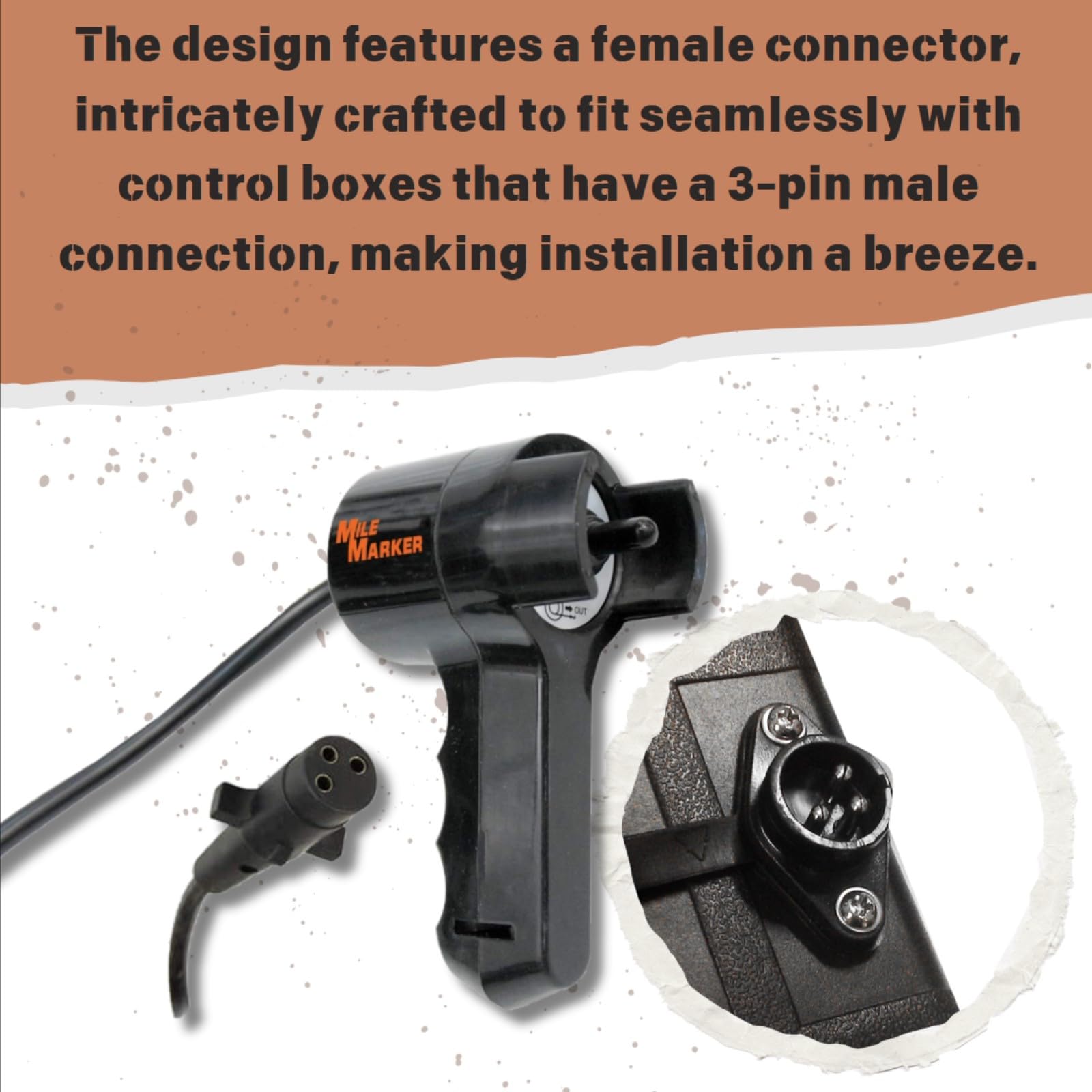 Electric Remote Mile Marker 76-50140-05B - Designed for All Electric Winches with Standard Solenoids - User Friendly Interface - 3 Pin Male Connection with Female Connector - Easy Installation
