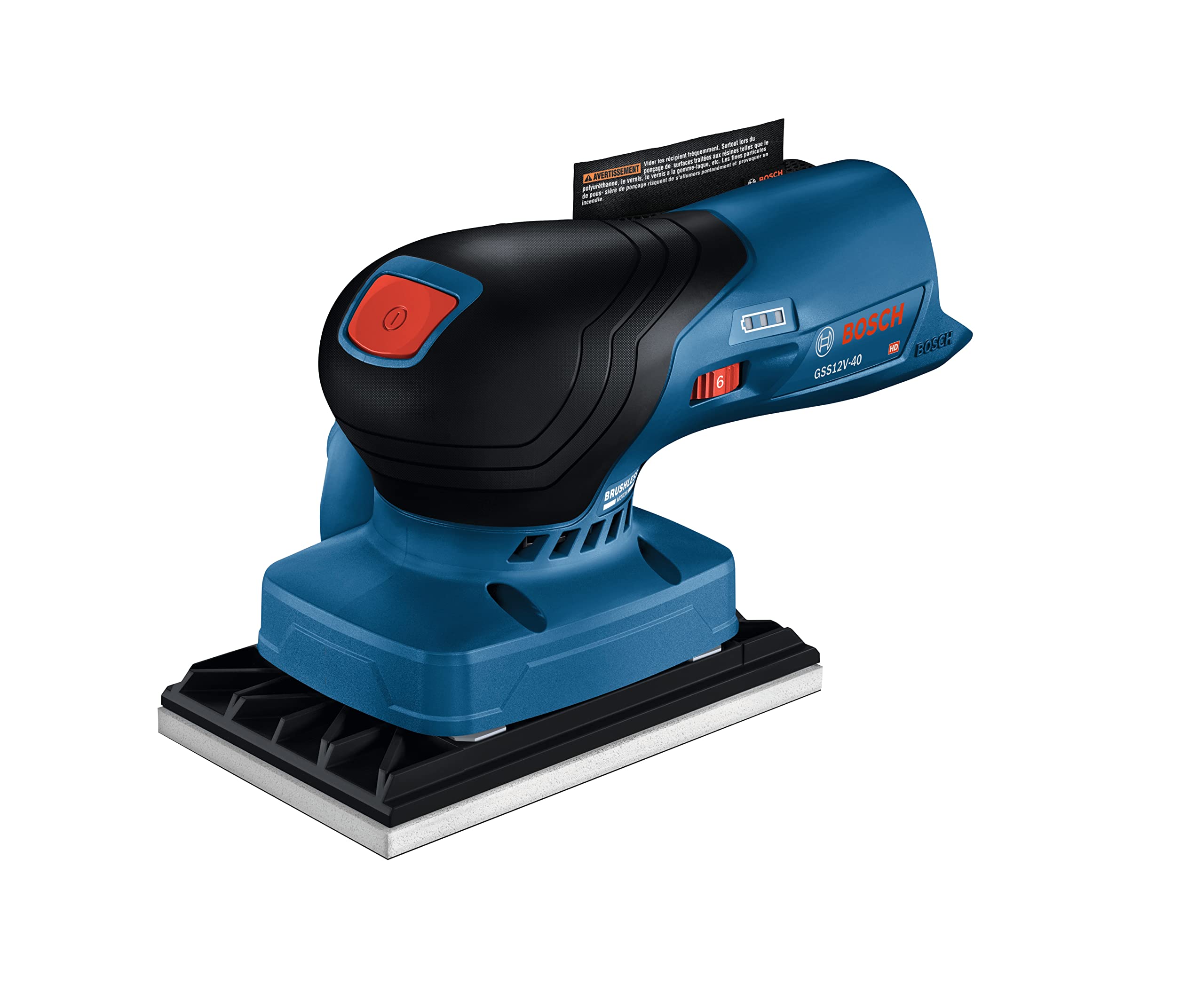 12V Max BOSCH GSS12V-40N Brushless Orbital Finishing Sander With Dust Bag, 1/4 and 1/3 Sheet (Bare Tool)