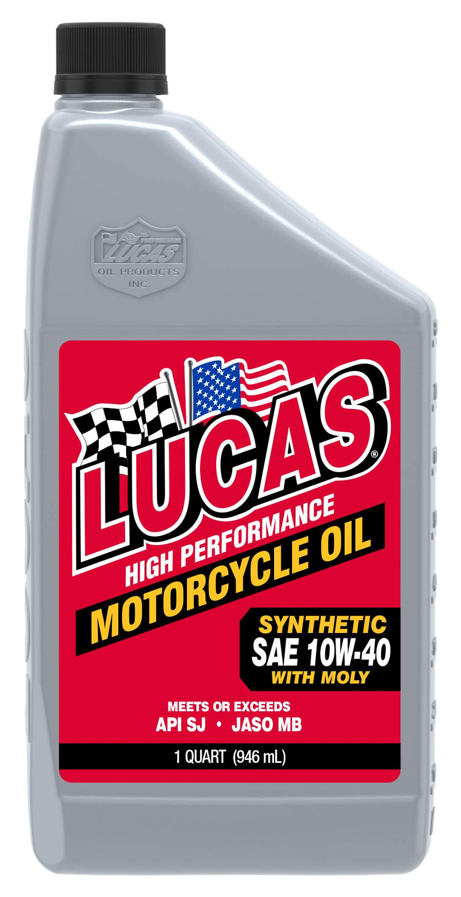 High Performance Lucas Oil 10777 Synthetic SAE 10W-40 4T Motorcycle Oil with Moly - 1 Quart