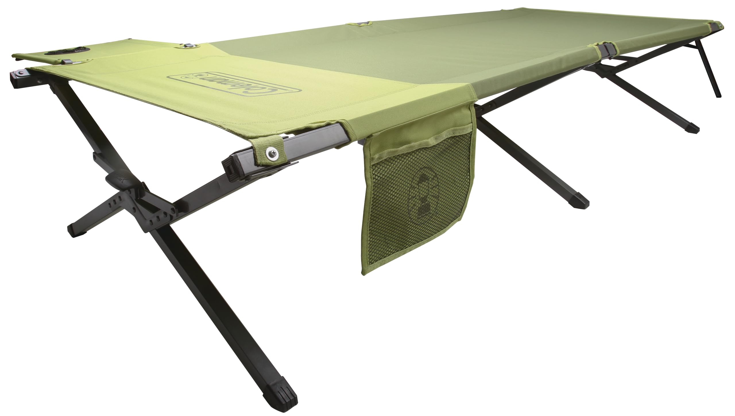 Coleman Easy-Step Trailhead Folding Cot with Foot Lock, Camping Cot with Removable Side Table & Pocket, Supports up to 300lbs, Great for Camping, Lounging, Elevated Sleeping, Guests, & More