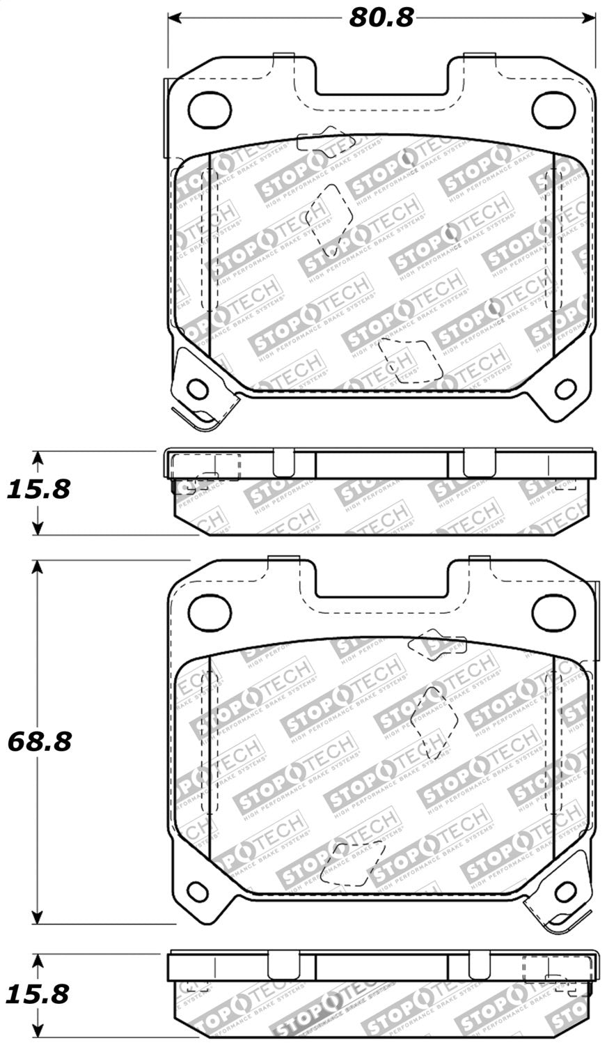 Rear StopTech 308.06300 Brake Pads with Shims Street