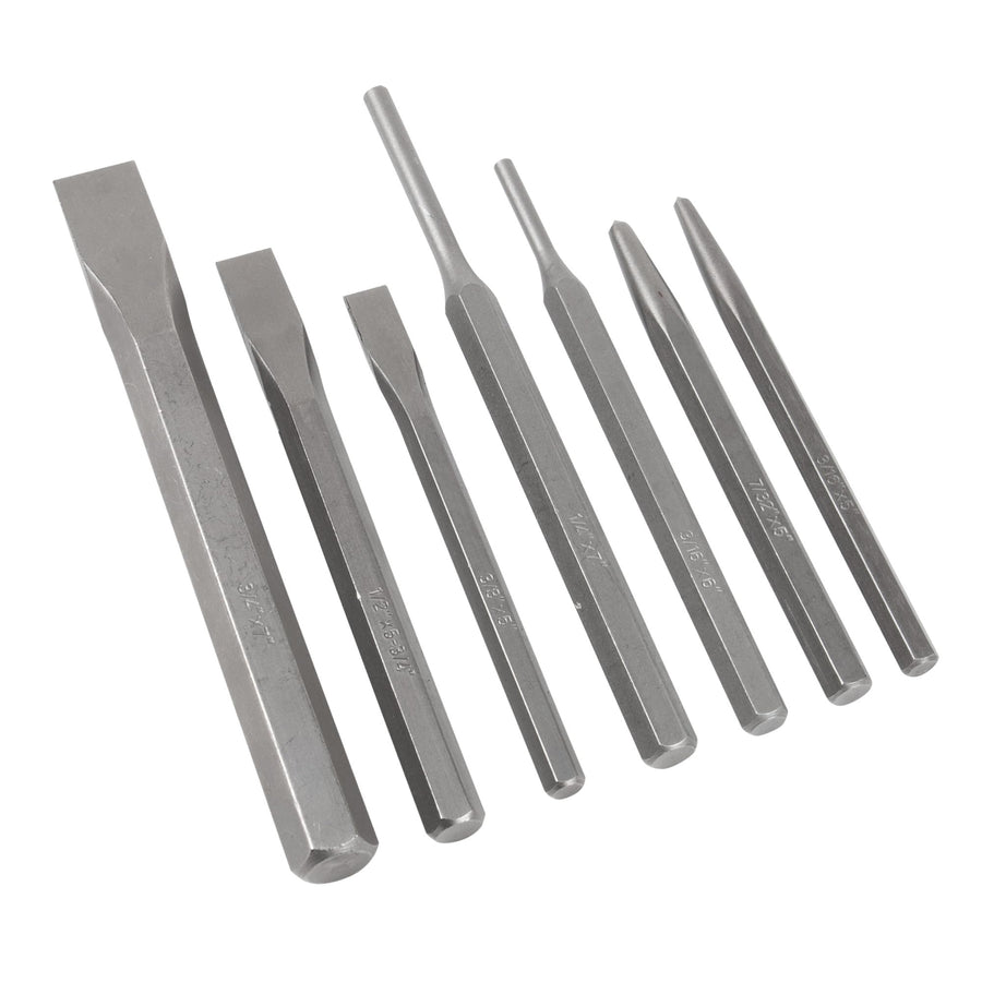 W760 Performance Tool 7-Piece Punch & Chisel Set, High Carbon Steel, Ideal for Metalwork