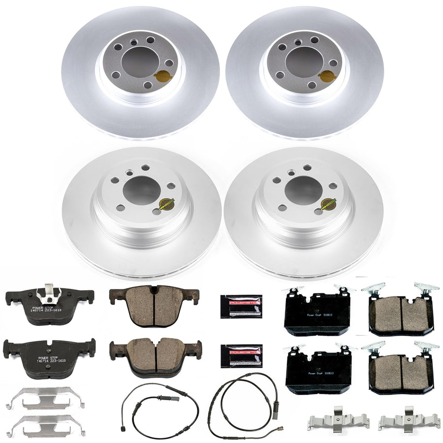 Power Stop CRK6654 Brake Kit Front and Rear Coated Rotor - Coated Brake Rotors & Z23 Carbon-Fiber Ceramic Brake Pads