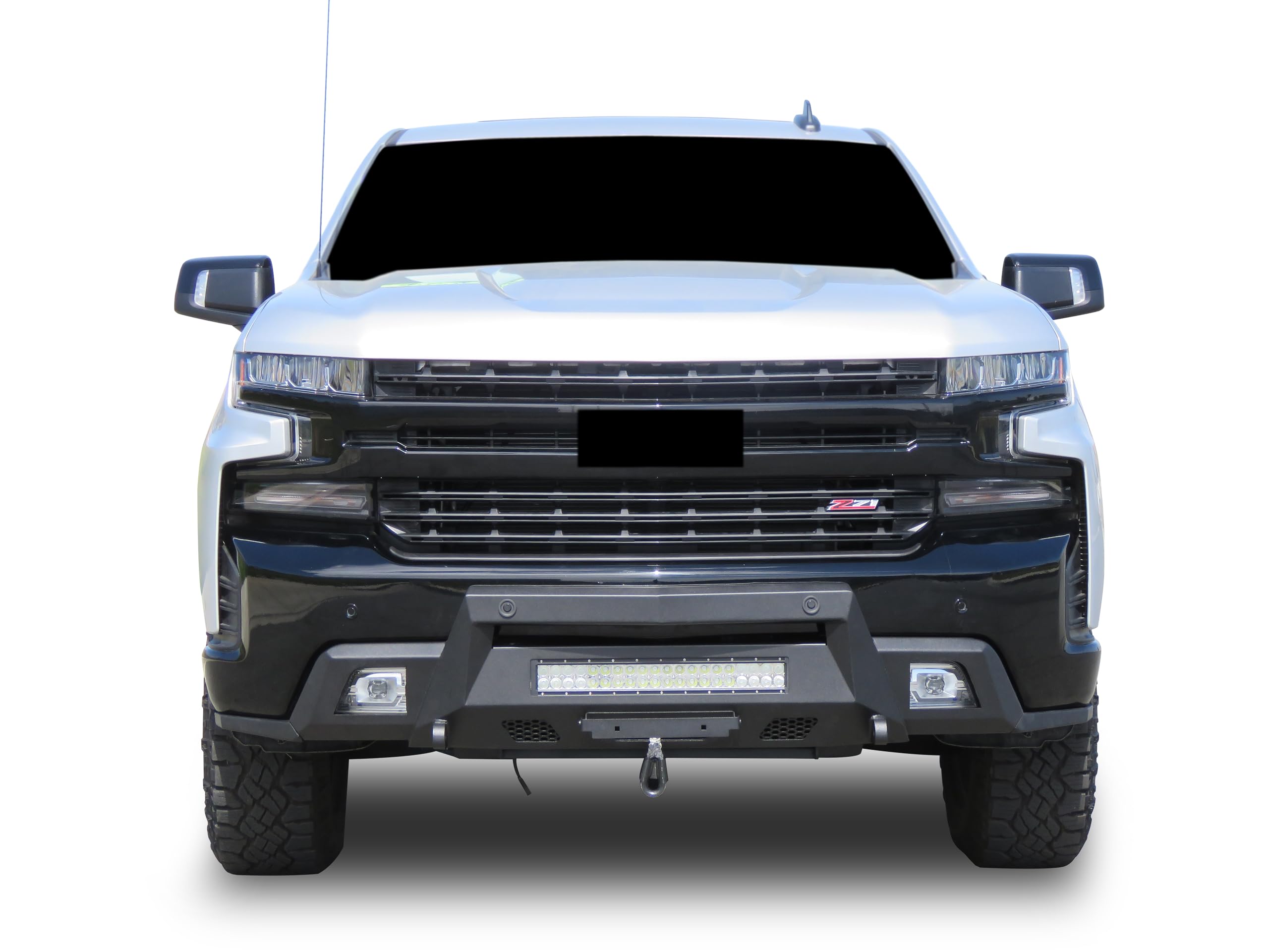 Heavy Duty Black Horse Armour III Front Winch Bumper Kit & Winch Textured Black Compatible with 2019-2021 Chevrolet Silverado 1500|2022-2022 Chevrolet Silverado 1500 LTD-AR3HD05-W12