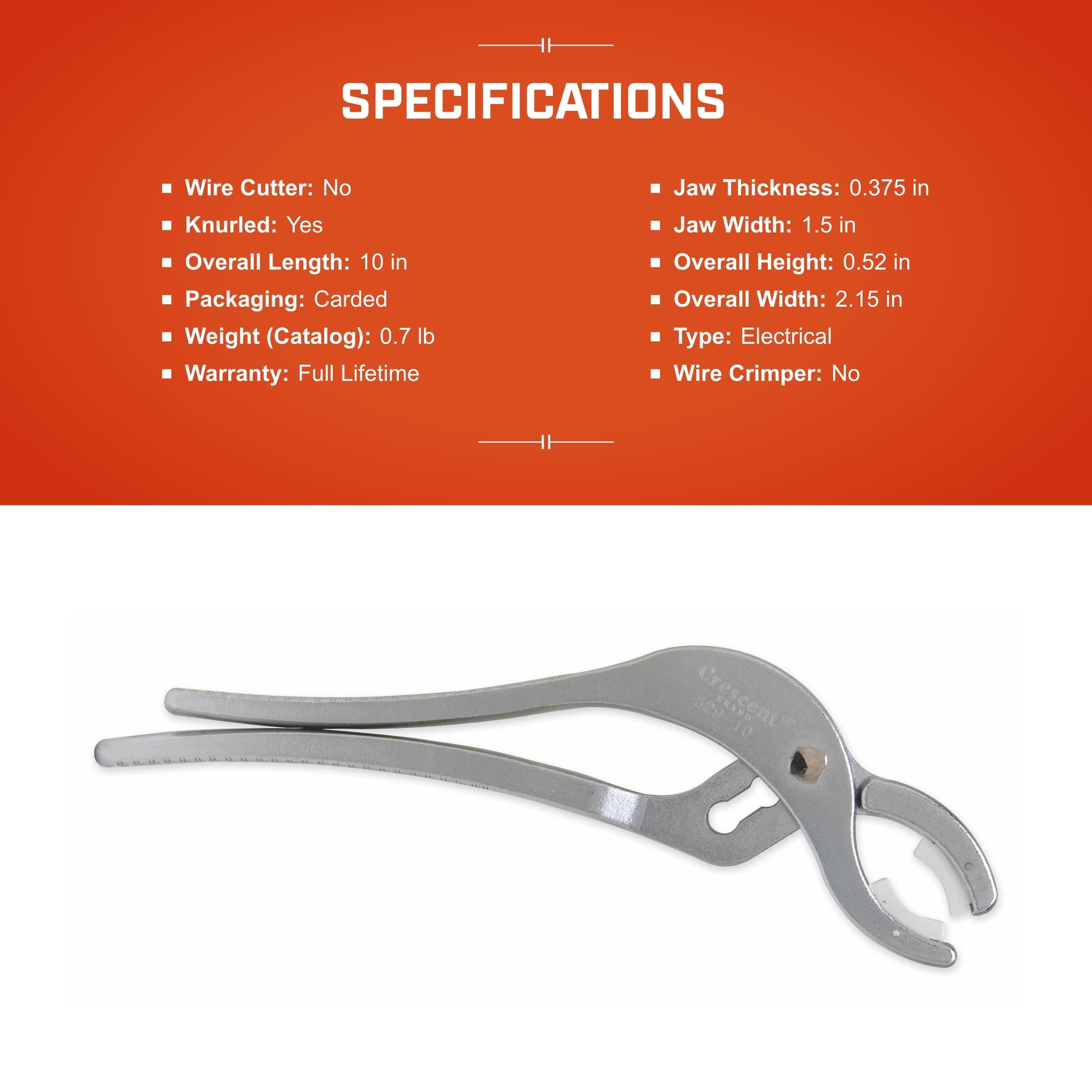 10" Crescent A-N Connector Adjustable Joint Pliers - 52910N