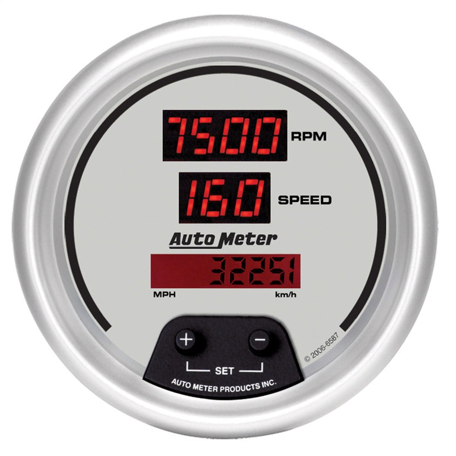 Auto Meter 6587 Digital Ultra-Lite 3-3/8" 8000 RPM / 160 MPH Tachometer/Speedometer Combo