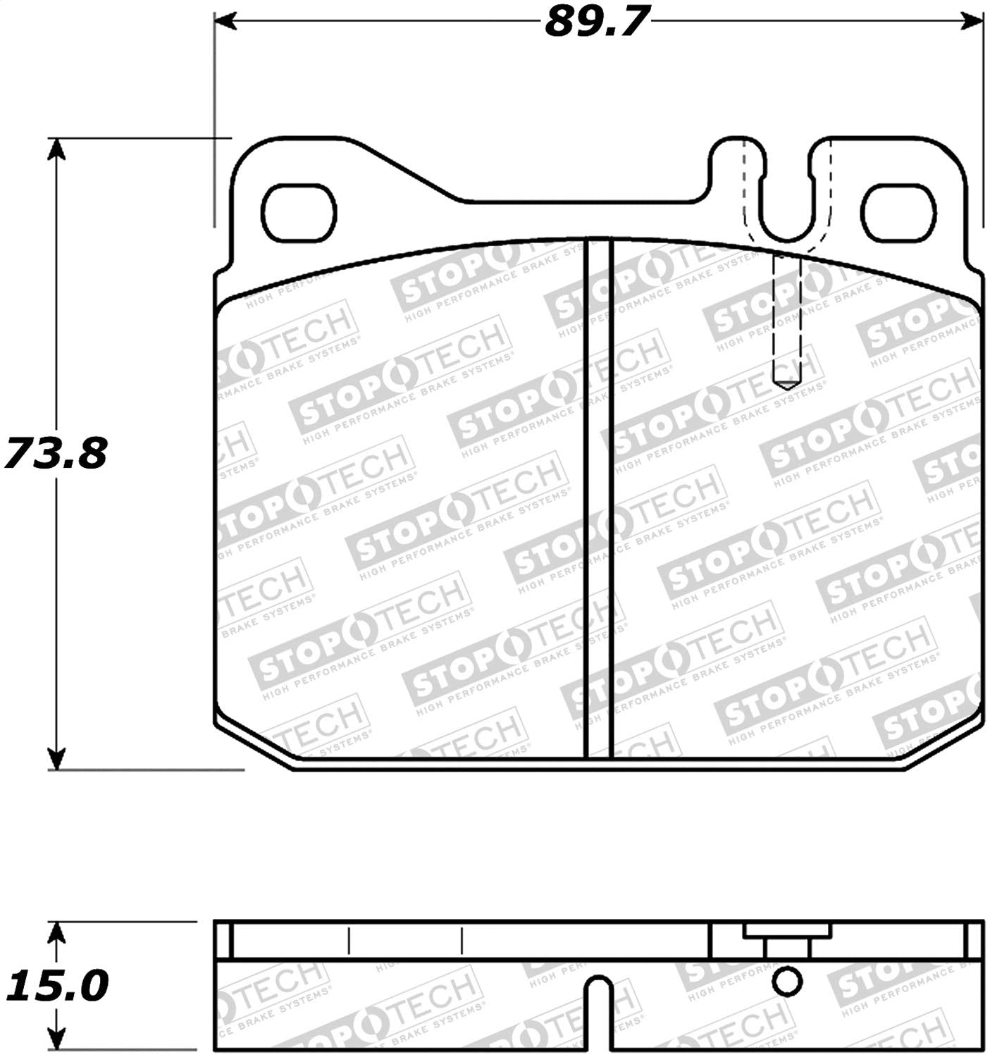 Front StopTech 308.01450 Brake Pads with Shims Street